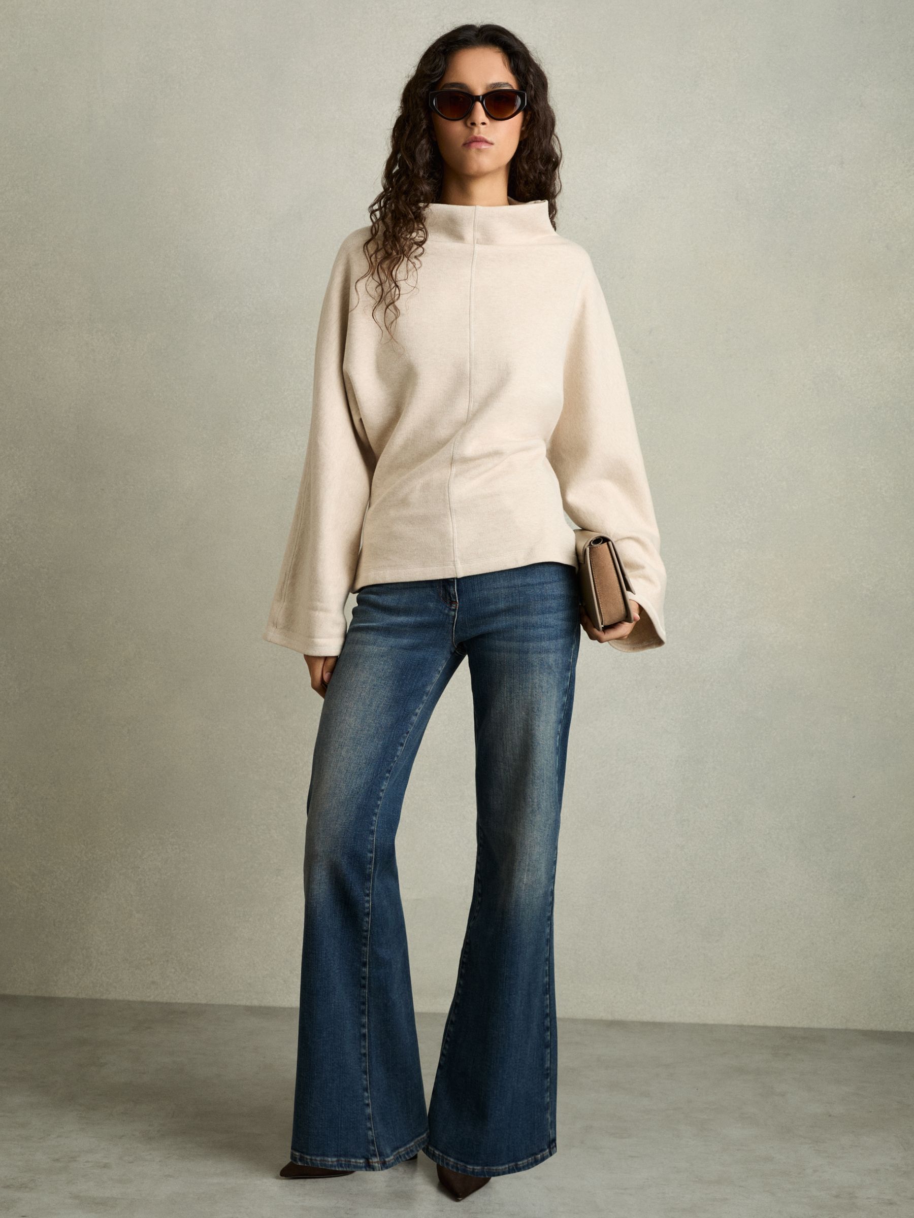 Cotton-Blend High-Neck Top in Neutral - Image 3 of 6