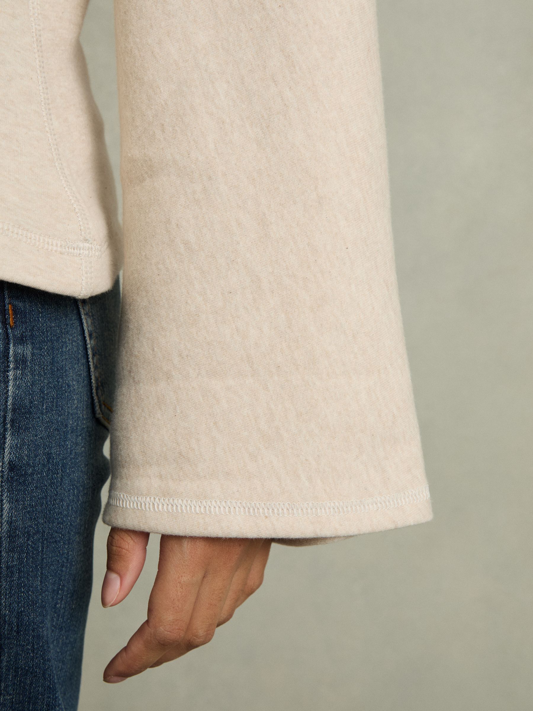 Cotton-Blend High-Neck Top in Neutral - Image 4 of 6