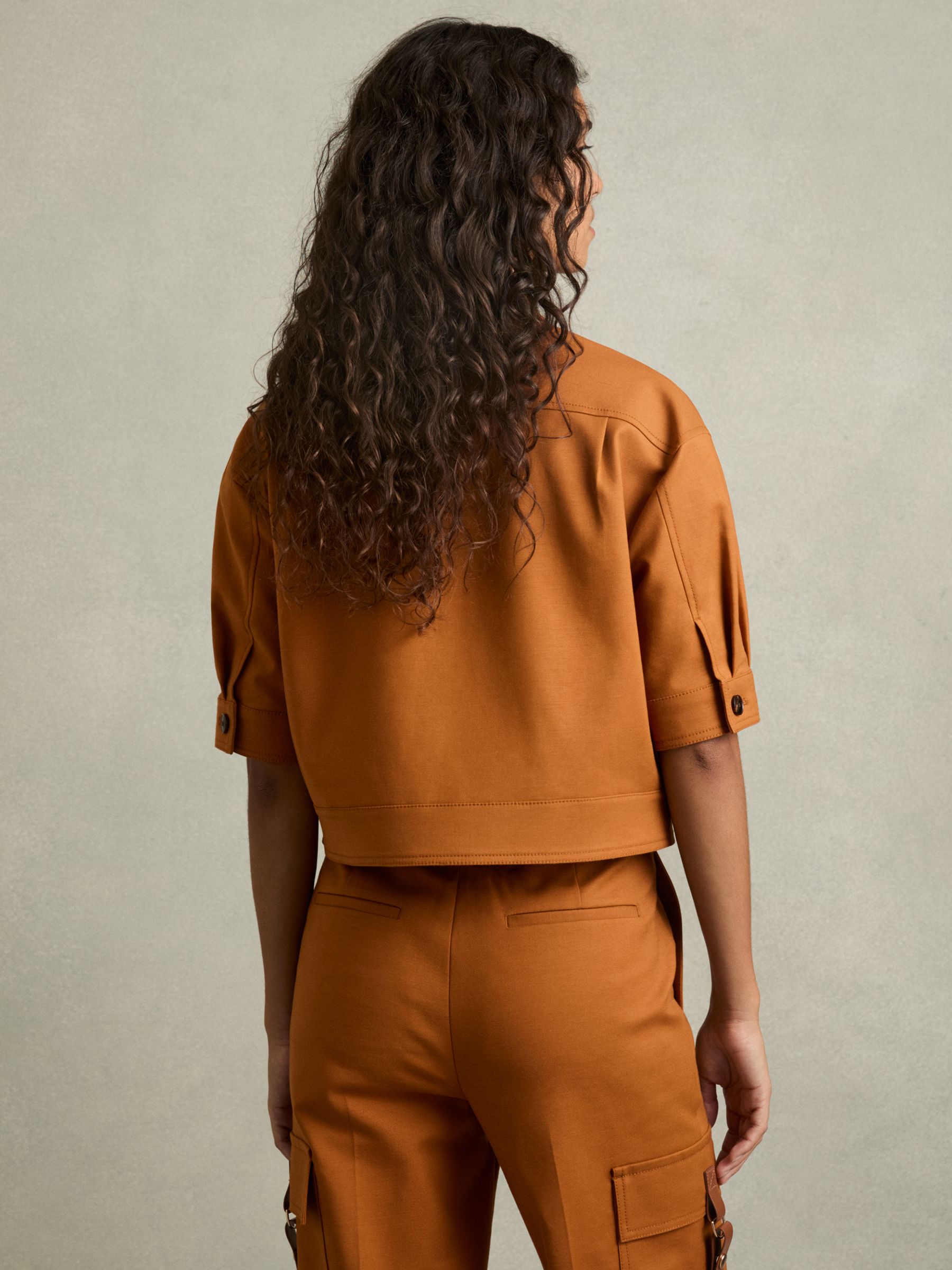 Button-Through Cropped Cargo Top in Rust - Image 5 of 6