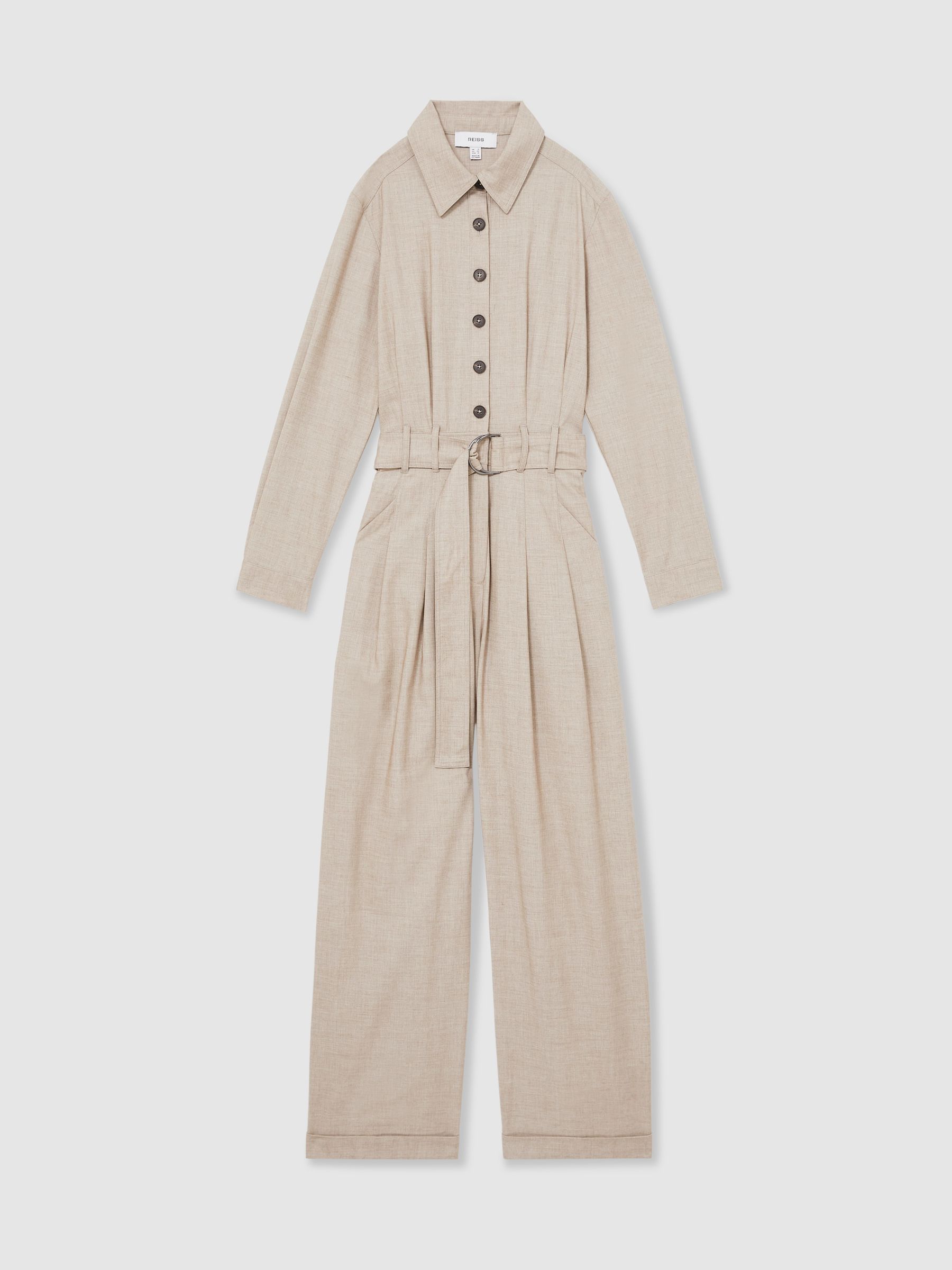 Tailored Wide Leg Jumpsuit in Neutral - Image 2 of 6