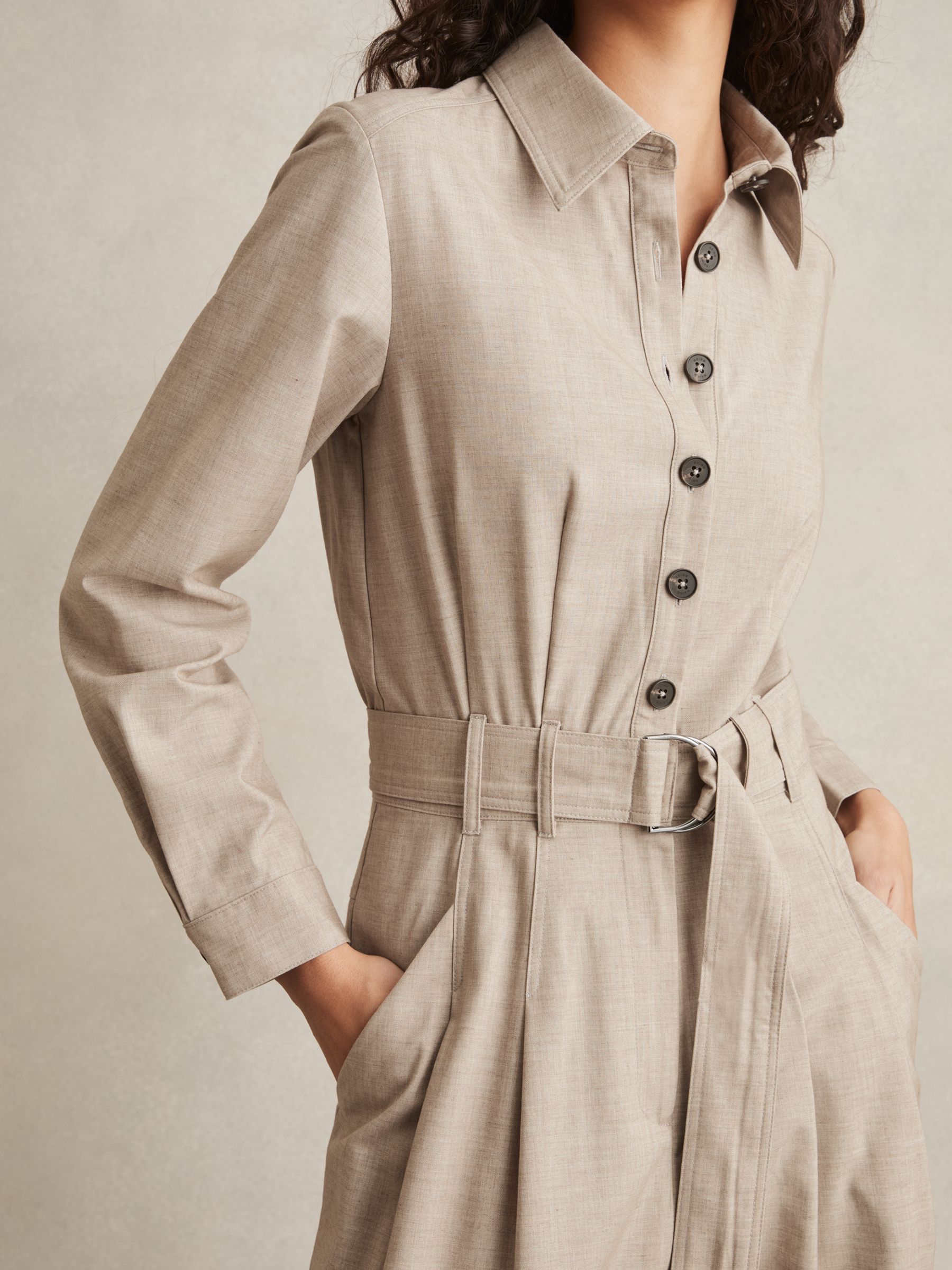 Tailored Wide Leg Jumpsuit in Neutral - Image 3 of 6