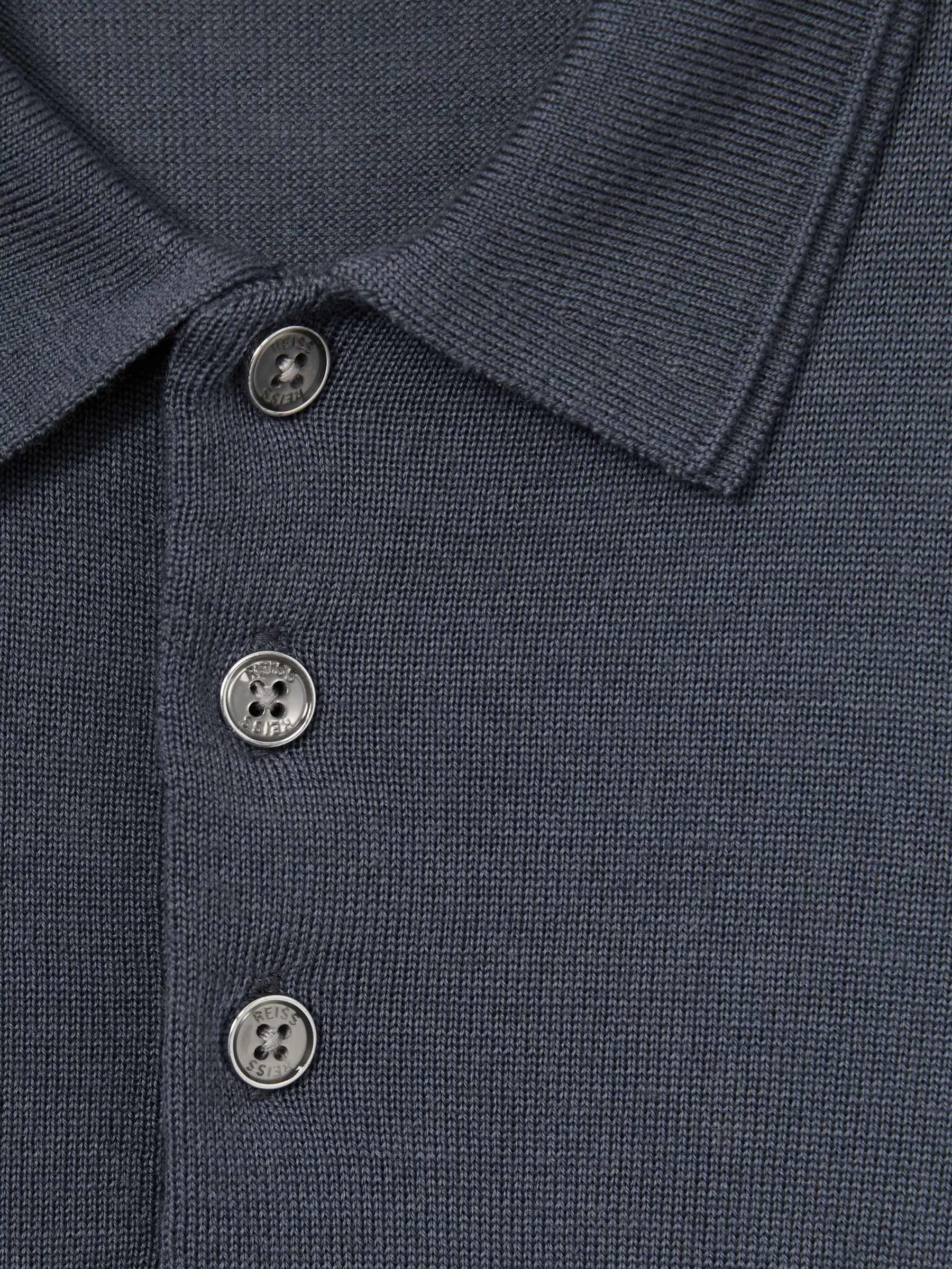 3-9 yrs Merino Wool Polo Shirt in Airforce Blue - Image 4 of 4