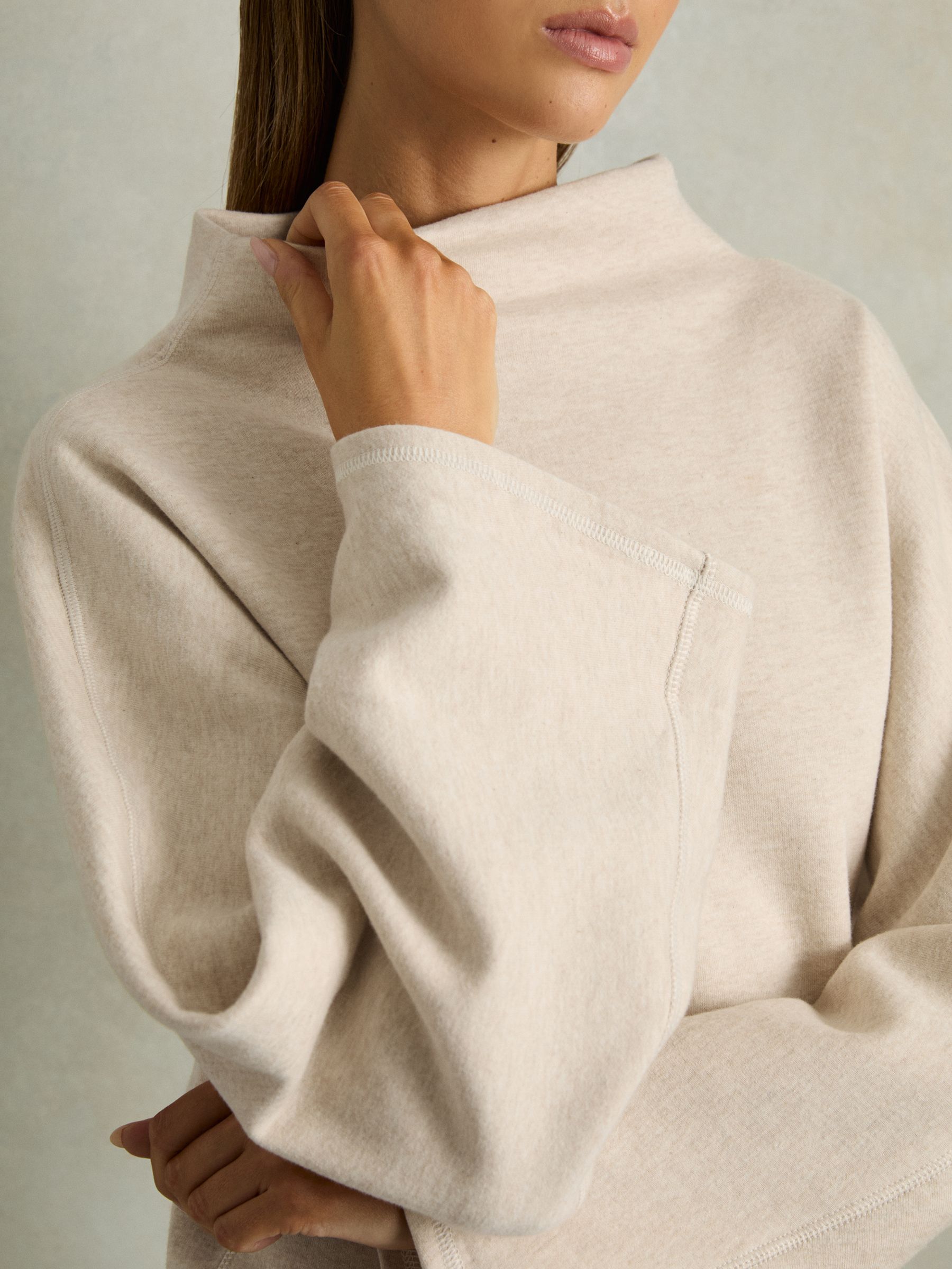 Cotton-Blend Jersey Funnel-Neck Dress in Cream - image 5