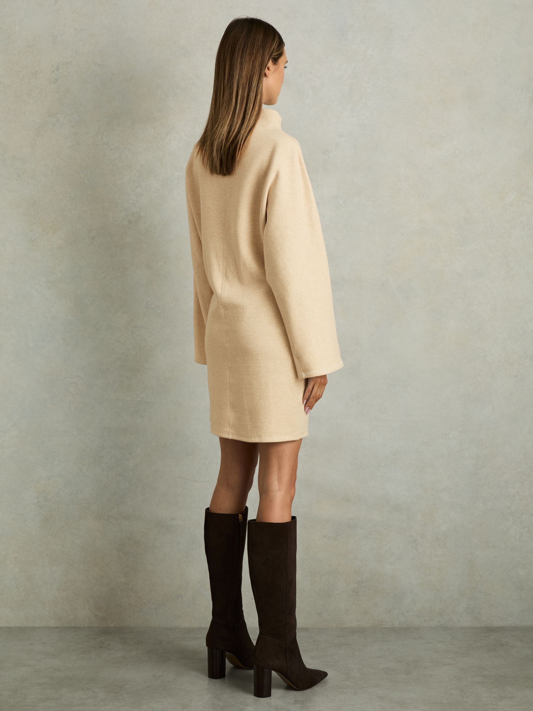Cotton-Blend Jersey Funnel-Neck Dress in Cream - Image 5 of 6