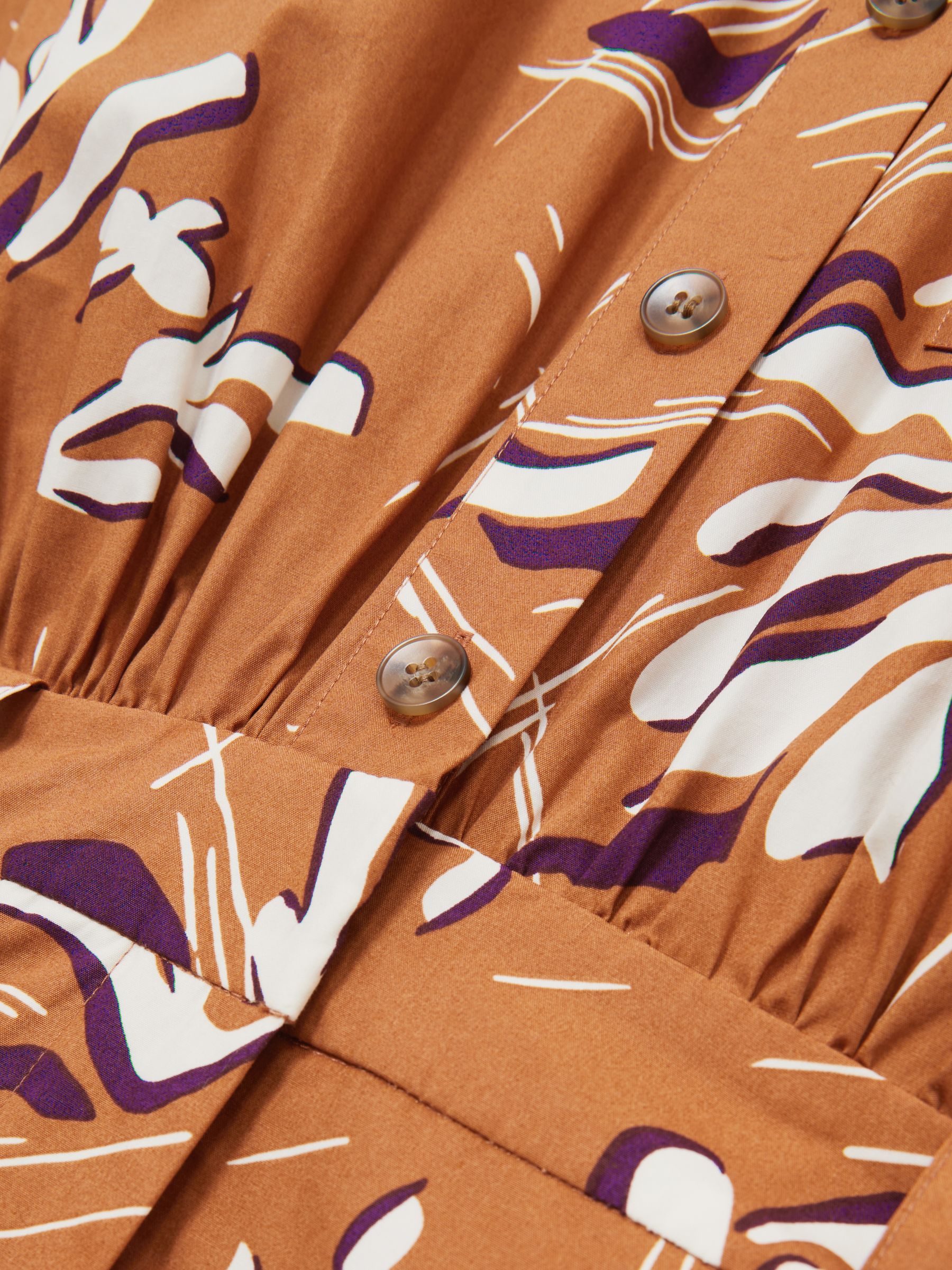 Cotton Printed Shirt Dress in Rust - Image 6 of 6