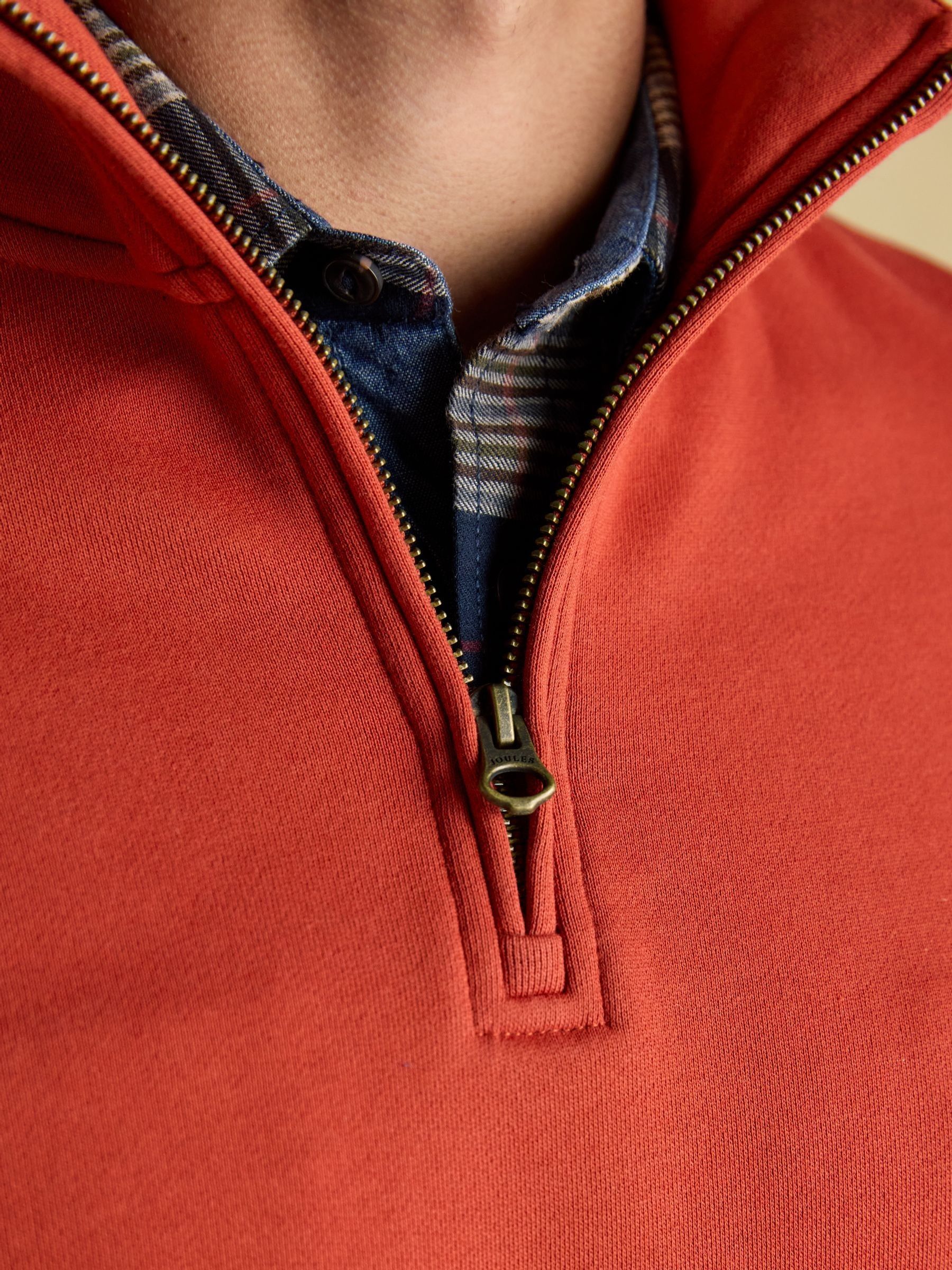 Jenkins Orange Brushed Cotton Quarter Zip Sweatshirt - Image 6 of 9