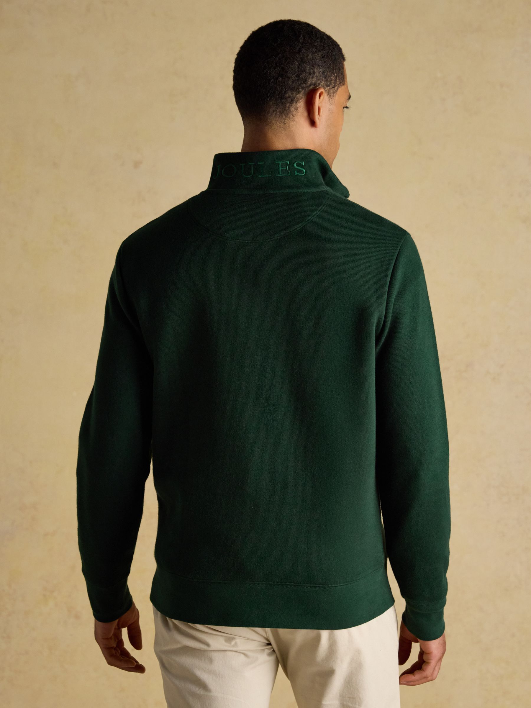 Dark Green Alistair French Ribbed Knit Quarter Zip Sweatshirt - Image 2 of 8