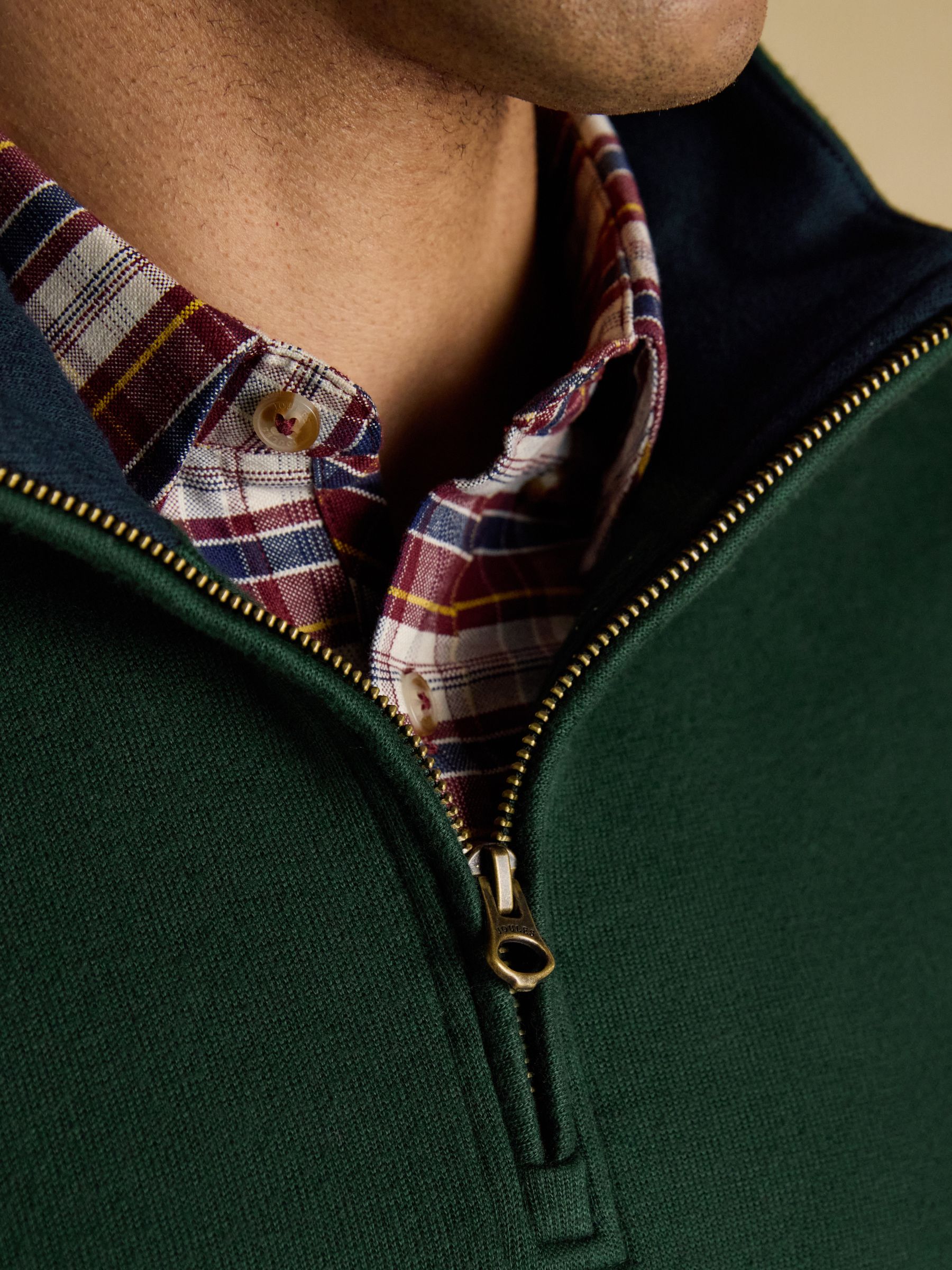 Dark Green Alistair French Ribbed Knit Quarter Zip Sweatshirt - Image 6 of 8