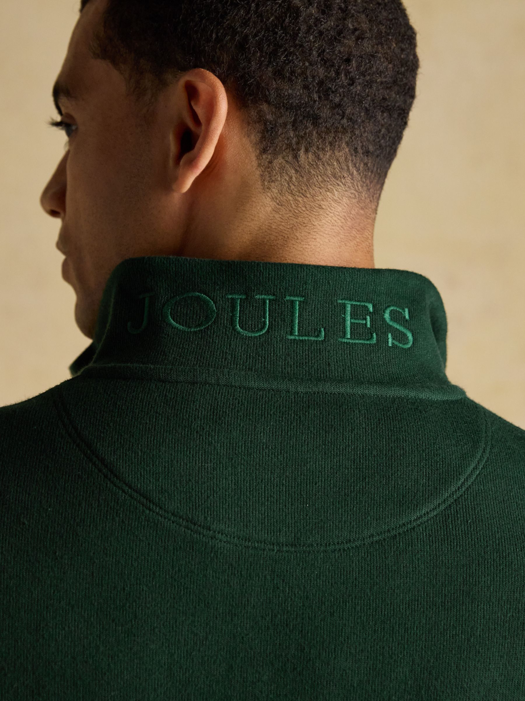 Dark Green Alistair French Ribbed Knit Quarter Zip Sweatshirt - Image 7 of 8