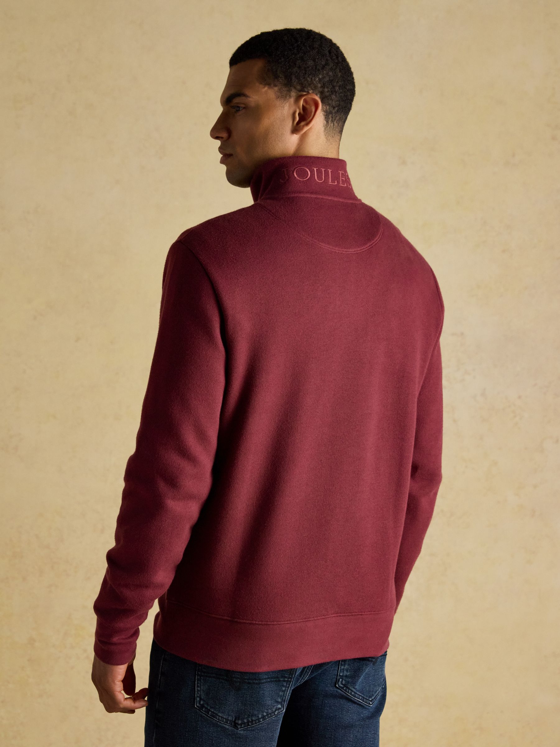 Burgundy Red Alistair French Ribbed Knit Quarter Zip Sweatshirt - Image 2 of 8