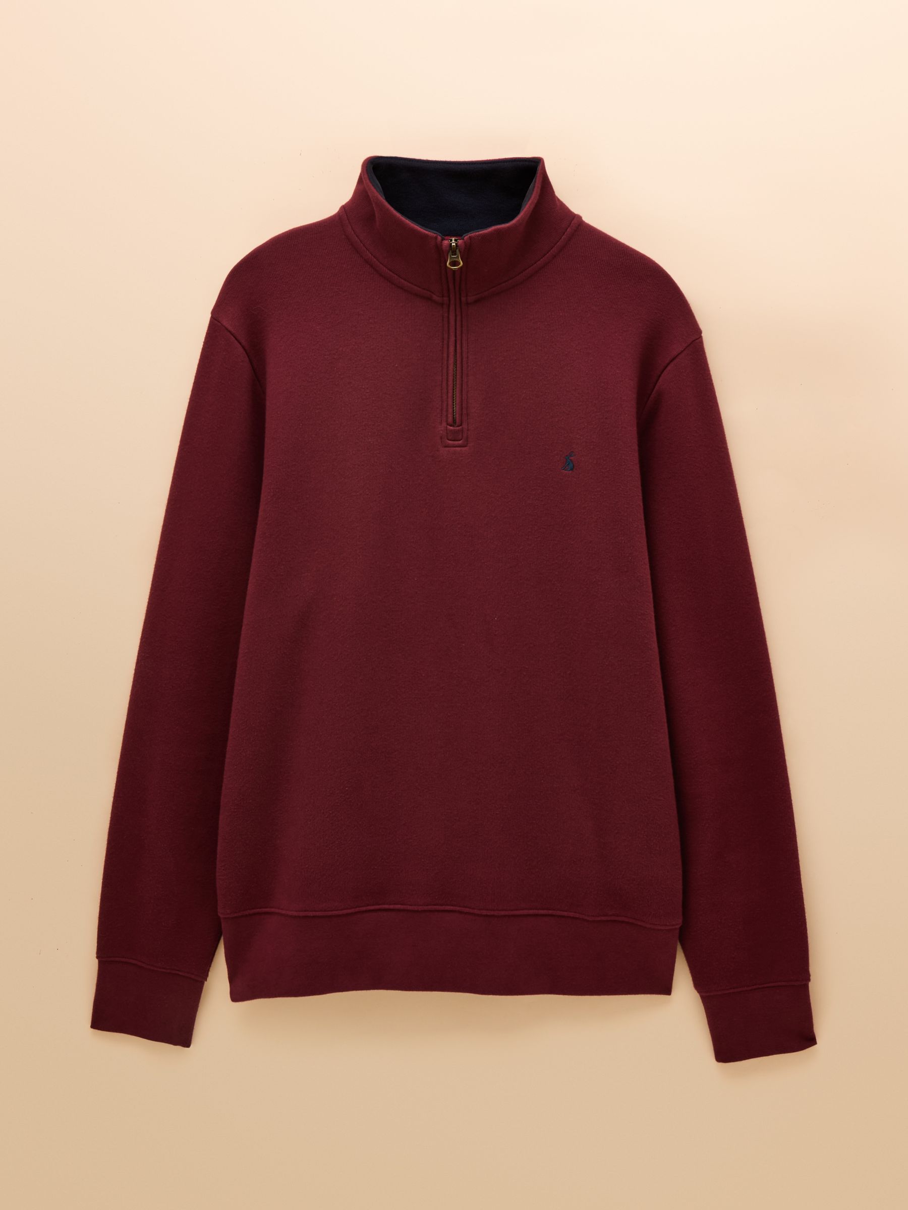 Burgundy Red Alistair French Ribbed Knit Quarter Zip Sweatshirt - Image 8 of 8
