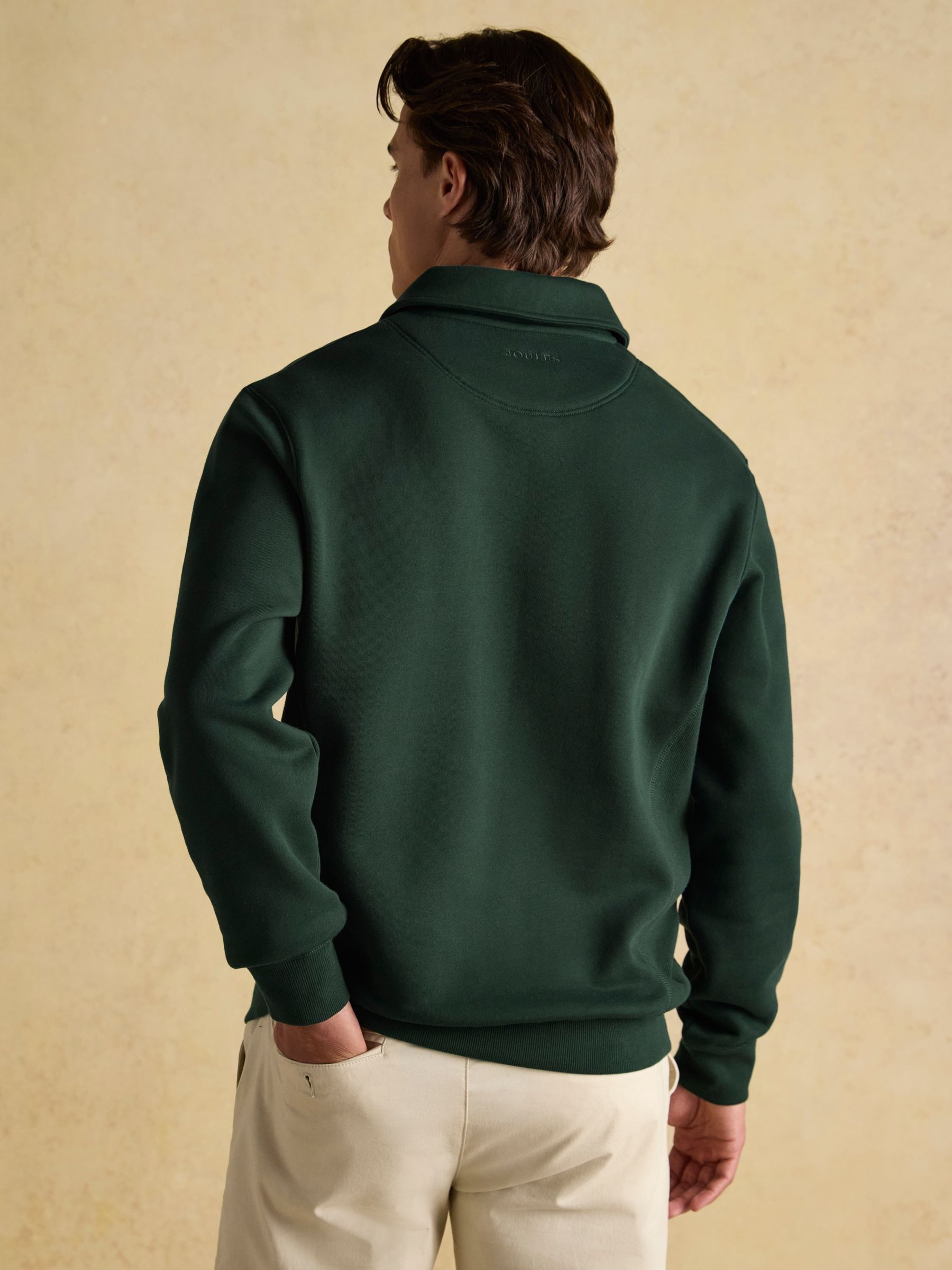 Green Brushed Cotton Collar Quarter Zip Sweatshirt - Image 2 of 9