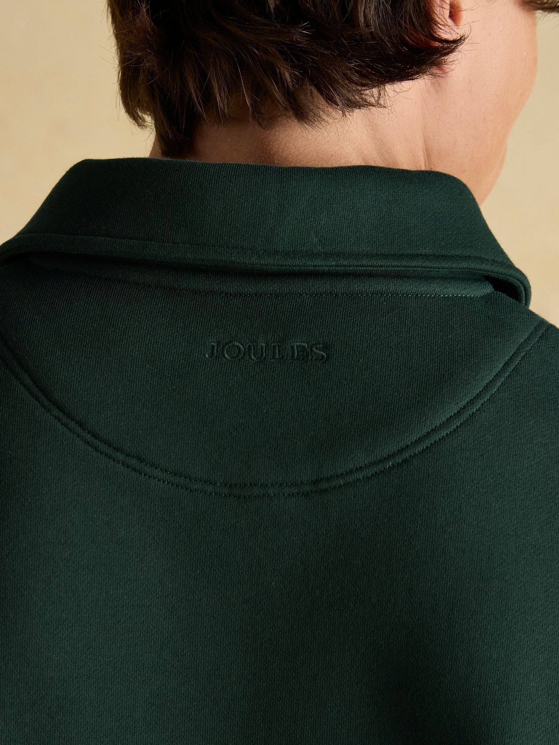 Green Brushed Cotton Collar Quarter Zip Sweatshirt - Image 8 of 9