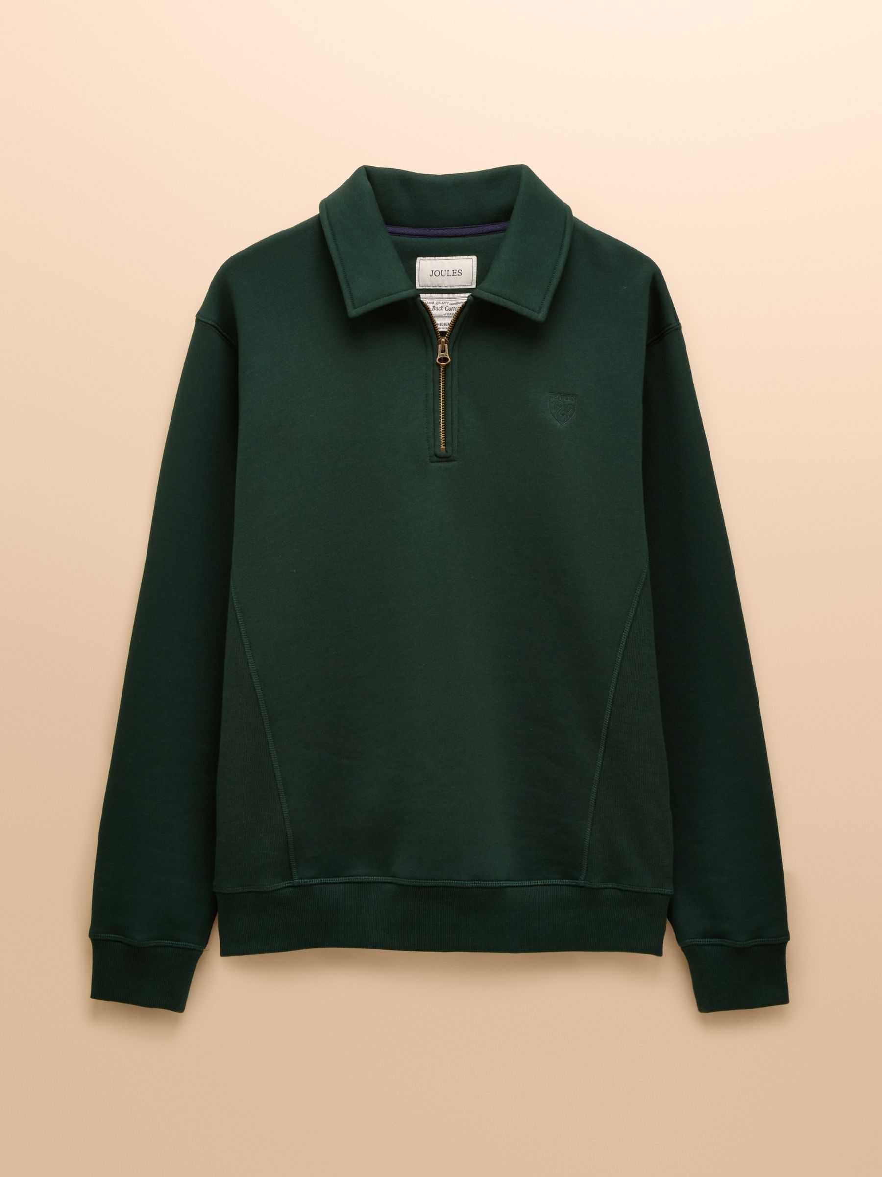 Green Brushed Cotton Collar Quarter Zip Sweatshirt - Image 9 of 9 Green Brushed Cotton Collar Quarter Zip Sweatshirt - Image 9 of 9