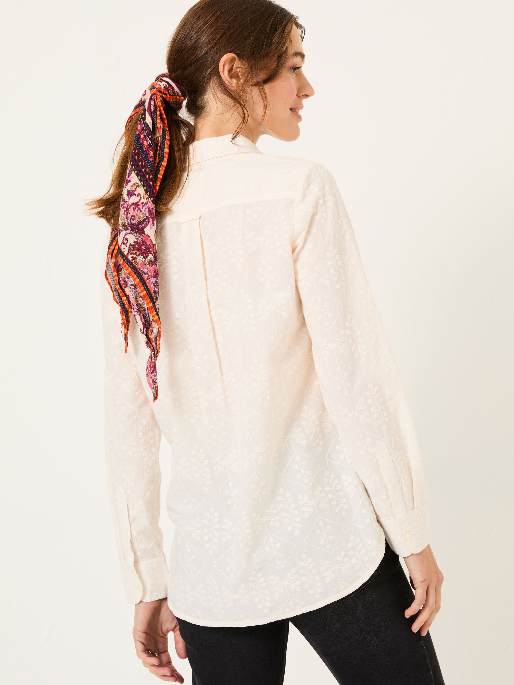 Olivia Ivory Embroidered 100% Cotton Long Sleeve Shirt - Image 3 of 8