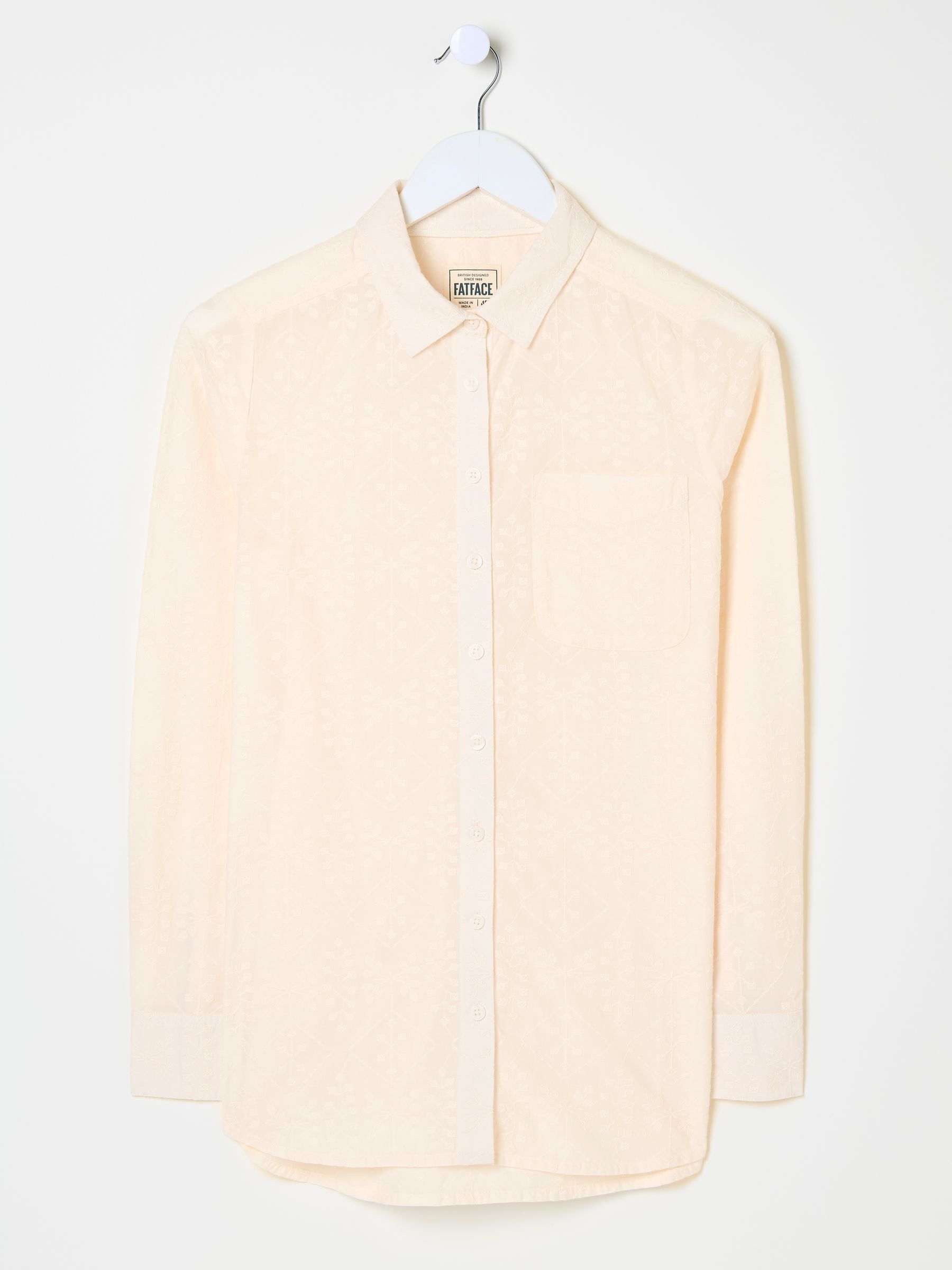 Olivia Ivory Embroidered 100% Cotton Long Sleeve Shirt - Image 8 of 8