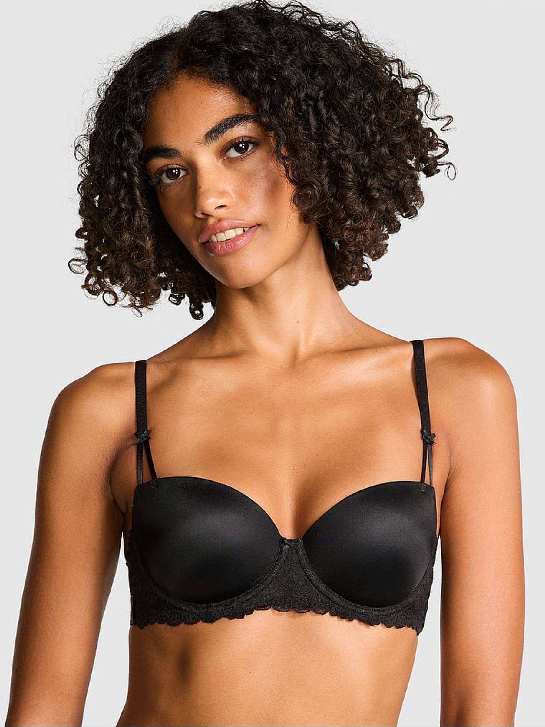Black Push Up Balcony Bra - Image 1 of 2