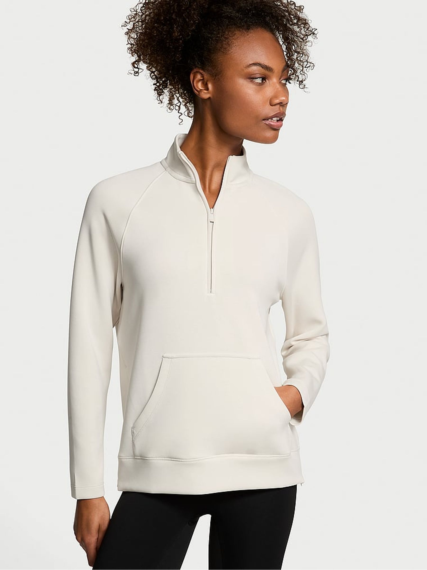 Plaster White Featherweight Knit Half Zip Sweatshirt - Image 1 of 3