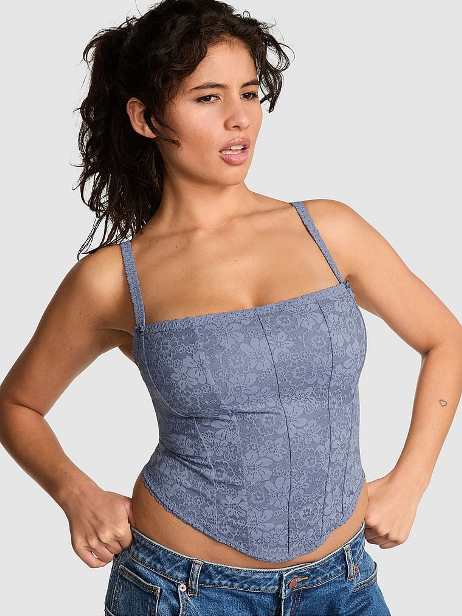 Dusty Iris Blue Lace Bra Top - Image 1 of 3