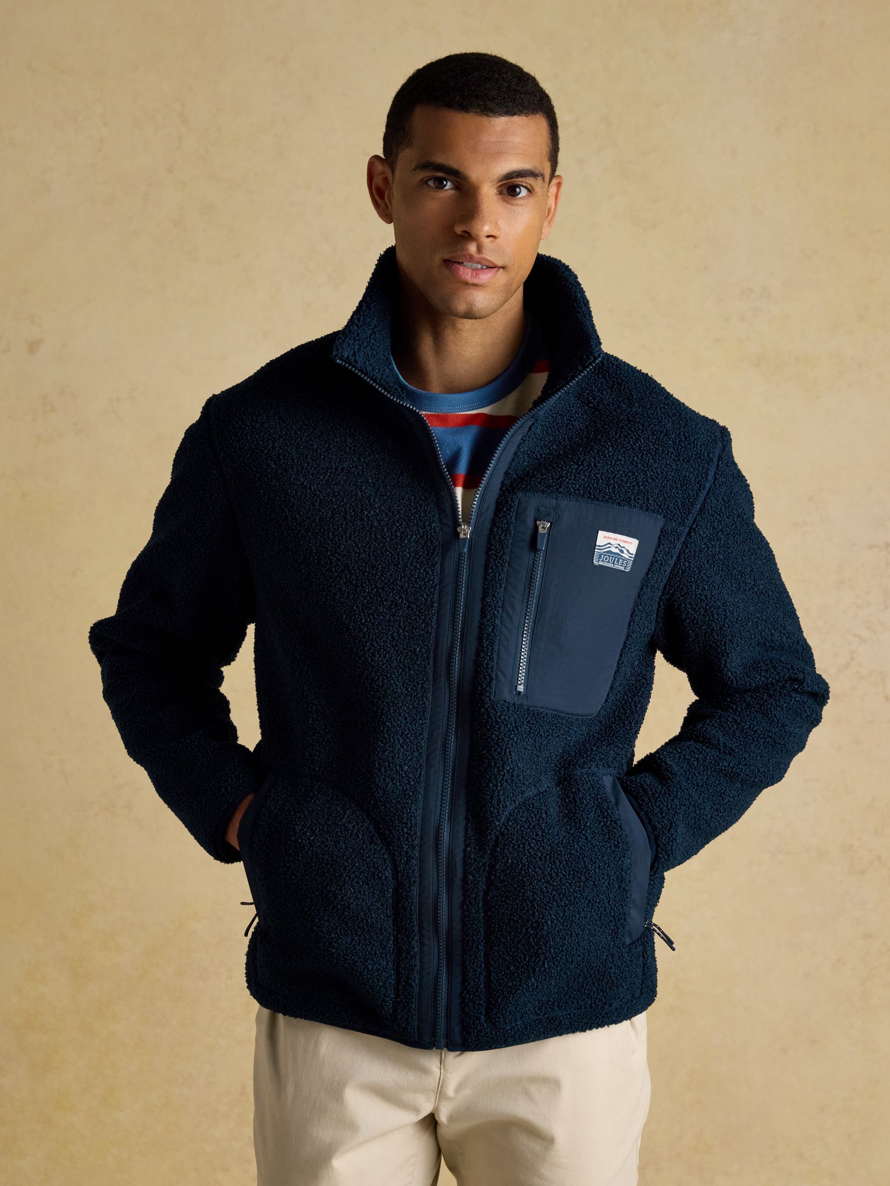 Ashford Navy Borg Fleece Zip Through - Image 1 of 9