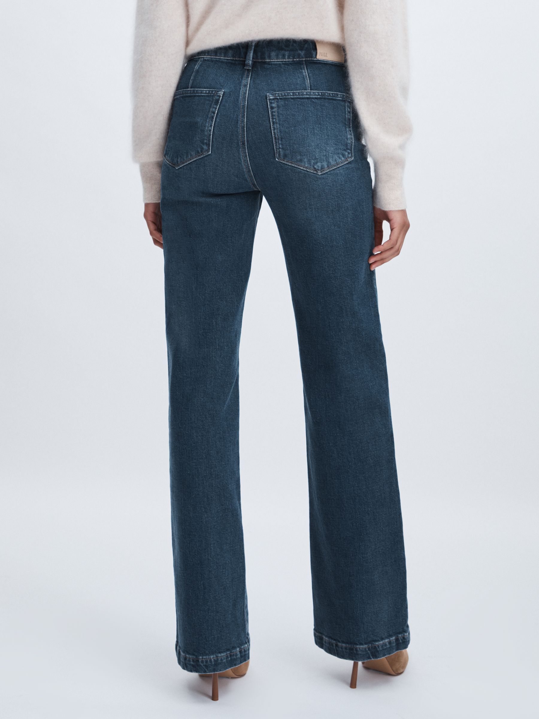 Paige Savon Blue Wide Leg Patch Pocket Jeans in Savon Blue - Image 5 of 7
