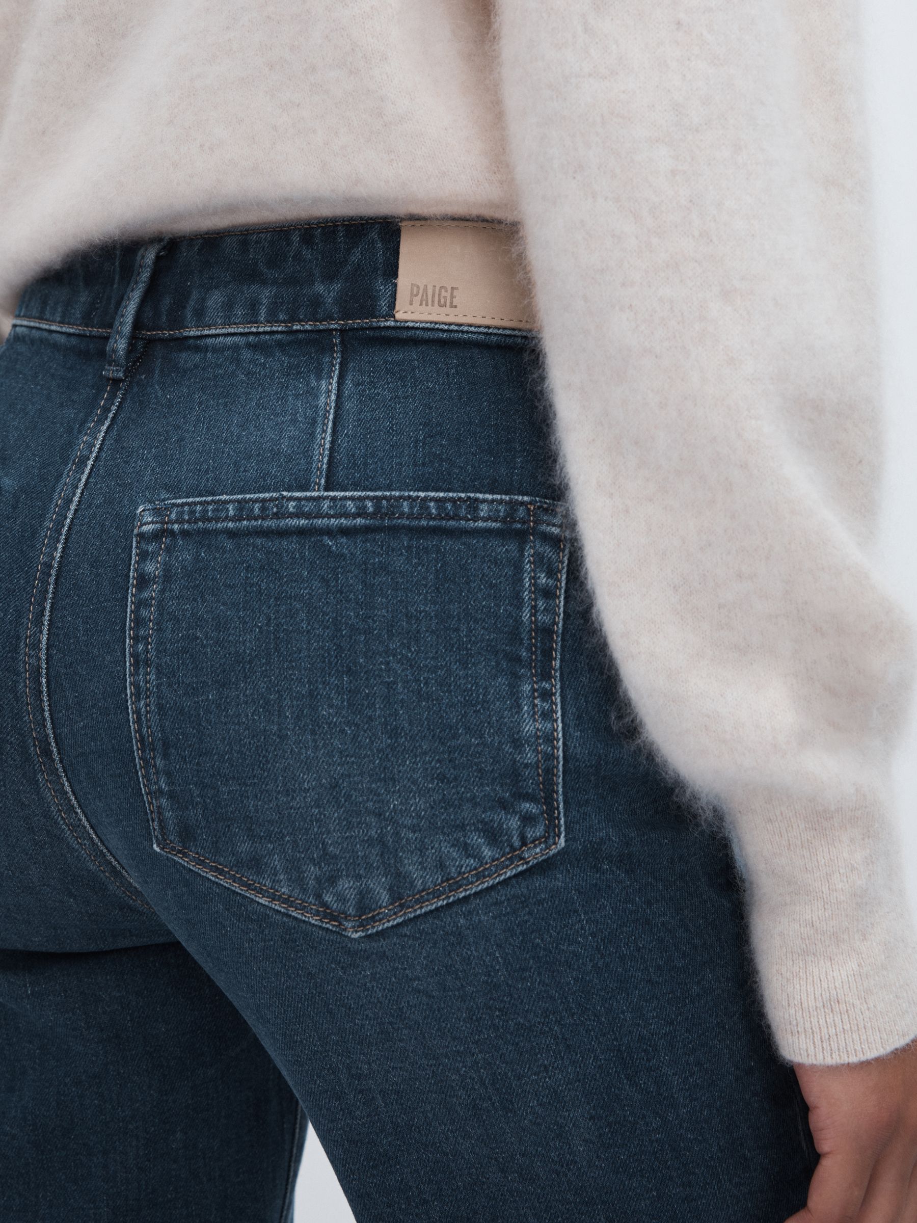 Paige Savon Blue Wide Leg Patch Pocket Jeans in Savon Blue - Image 6 of 7