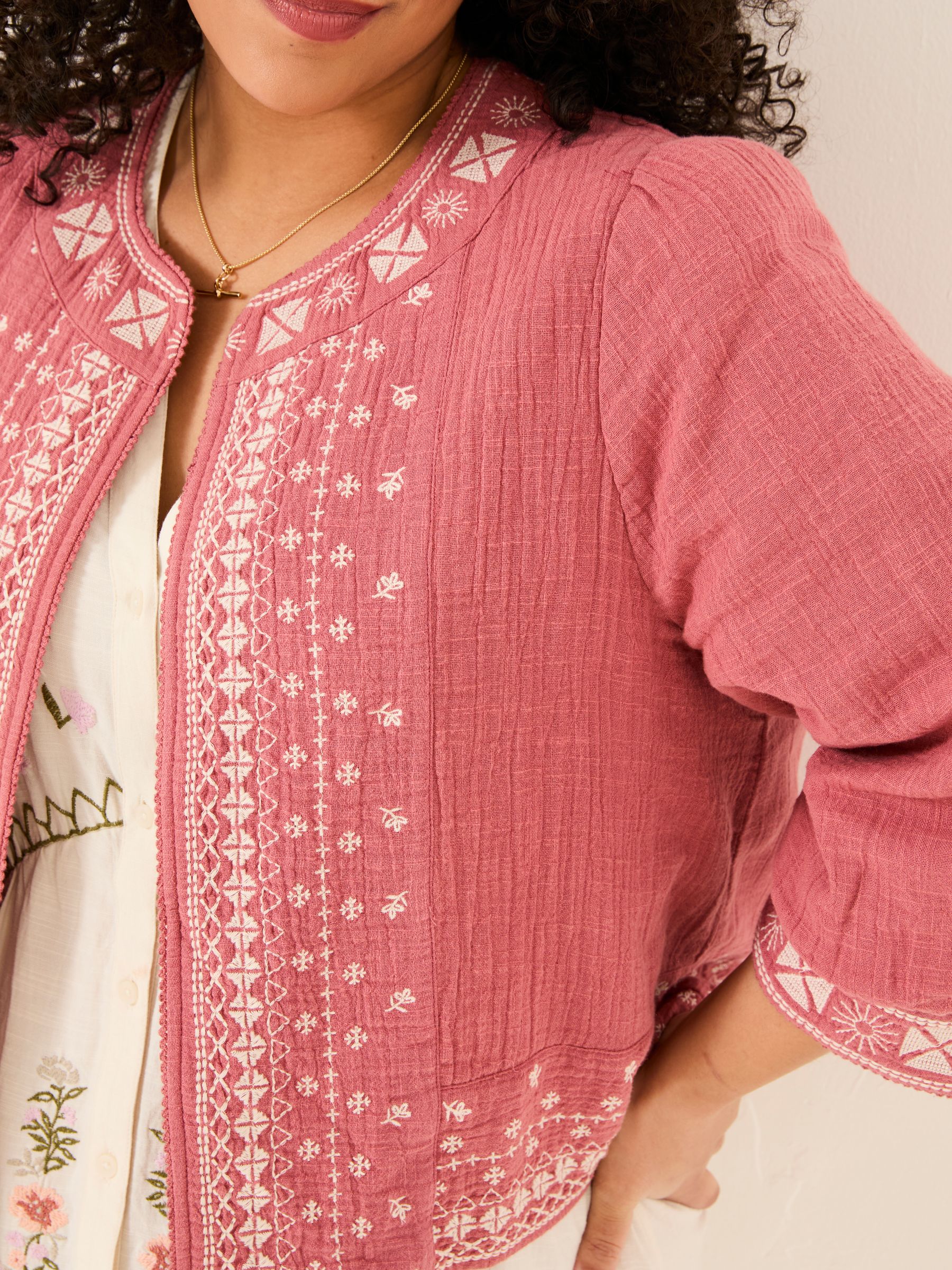 Zoe Pink Embroidered Jacket - Image 9 of 11