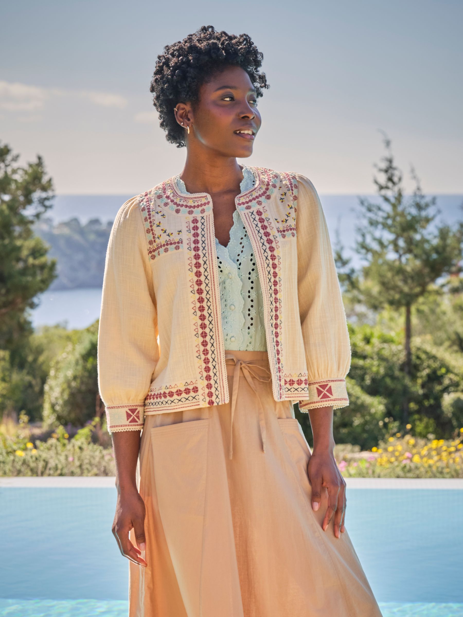 Zoe Ivory Embroidered Jacket - Image 1 of 7