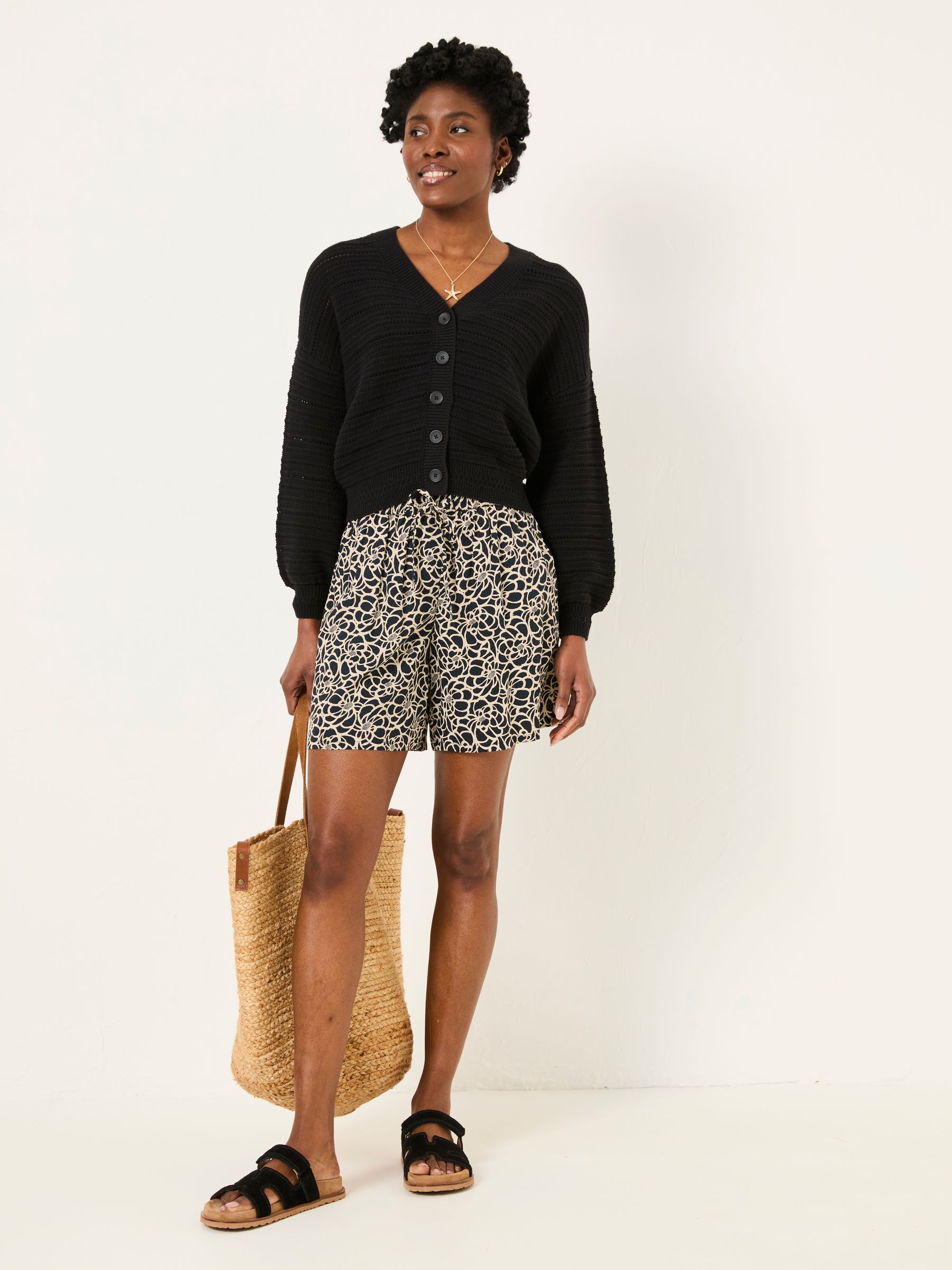 Anna Black Shibori Long Flippy Shorts - Image 1 of 6