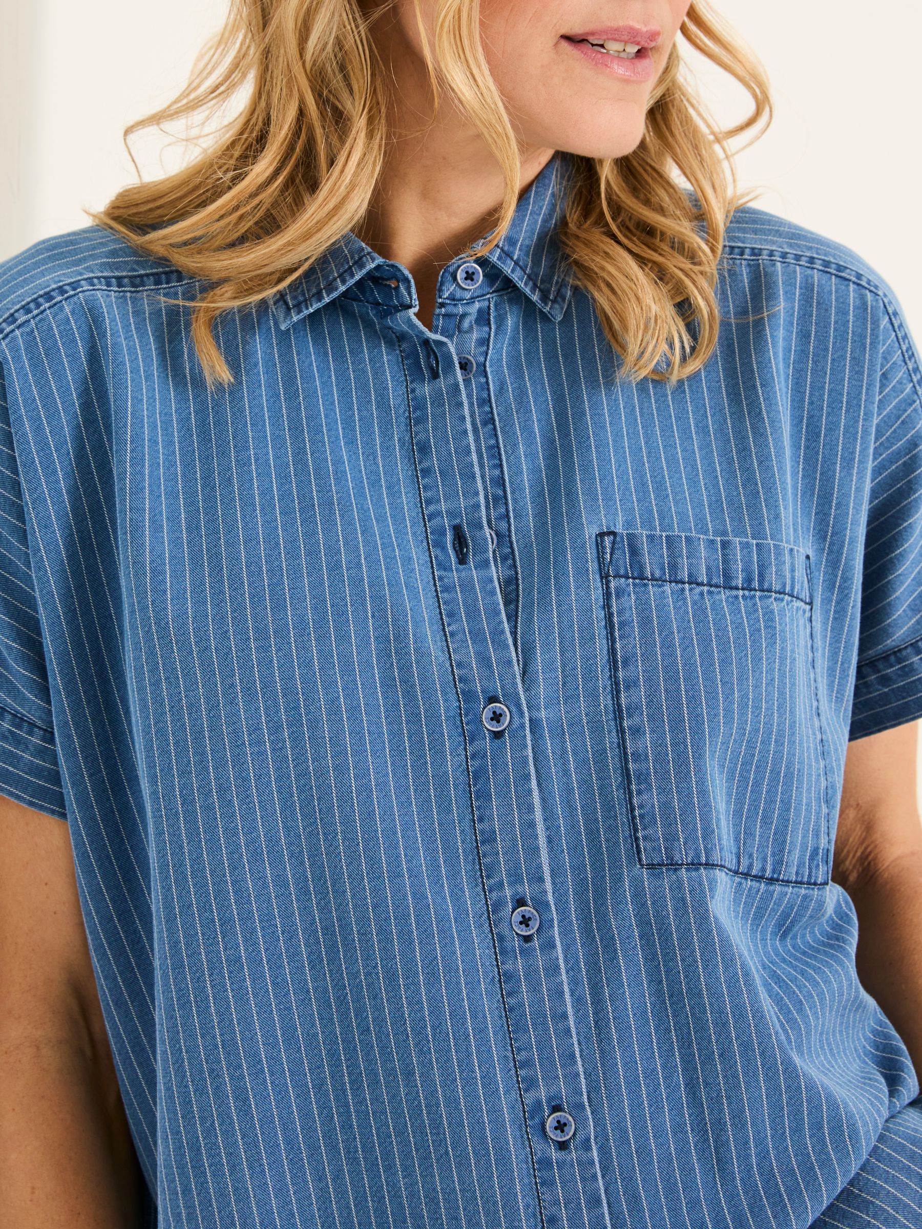 Sanchez Blue Denim Stripe Shirt - Image 4 of 5