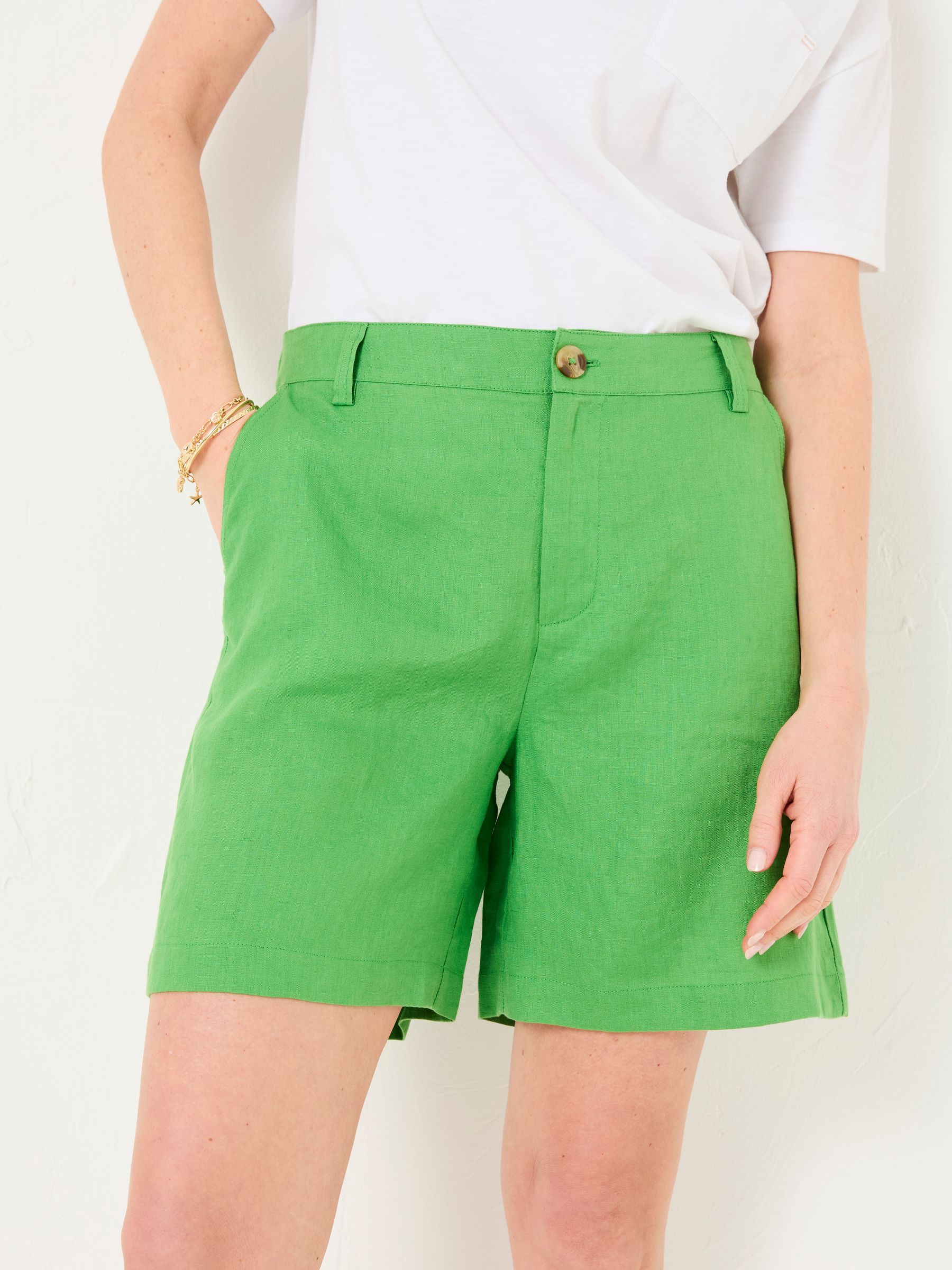 Nell Green Linen Shorts - Image 4 of 6