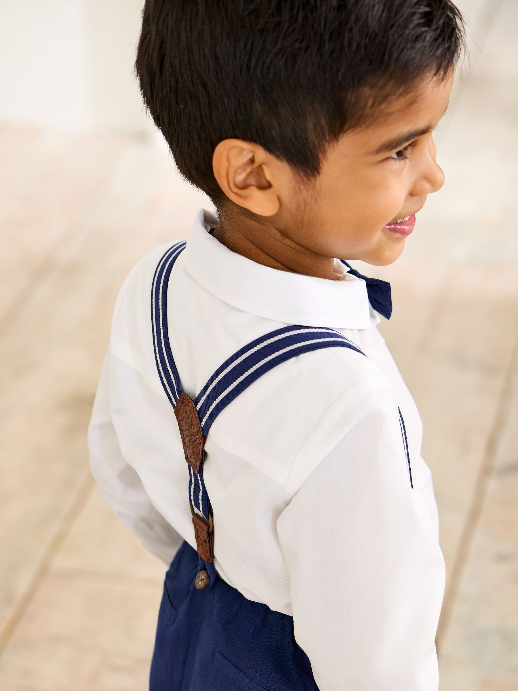 Navy 4-Piece Shirt & Trouser Set With Bow Tie & Braces | JoJo