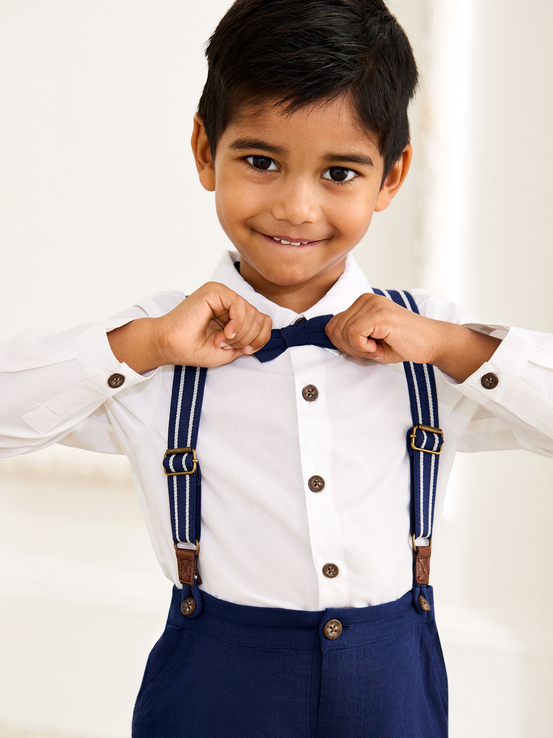 Navy 4-Piece Shirt & Trouser Set With Bow Tie & Braces - Image 4 of 6