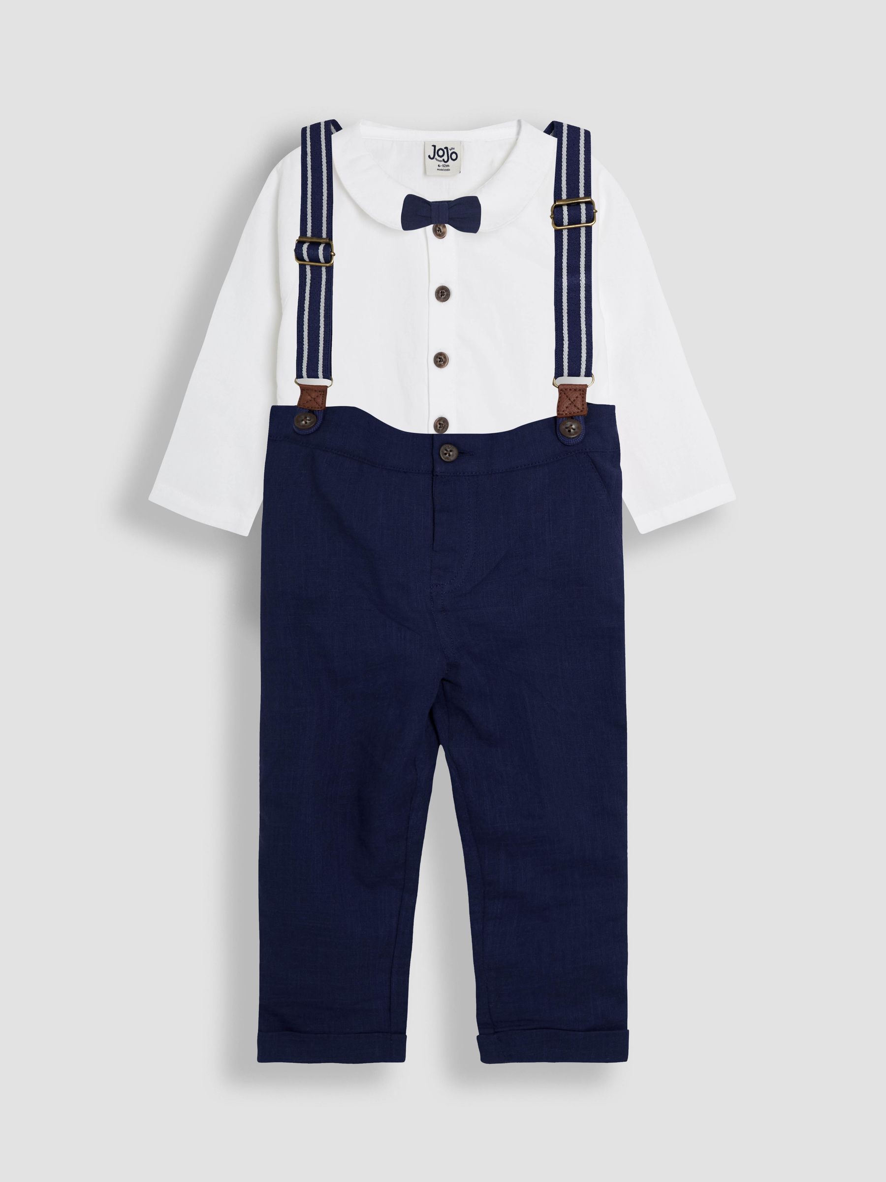 Navy 4-Piece Shirt & Trouser Set With Bow Tie & Braces | JoJo