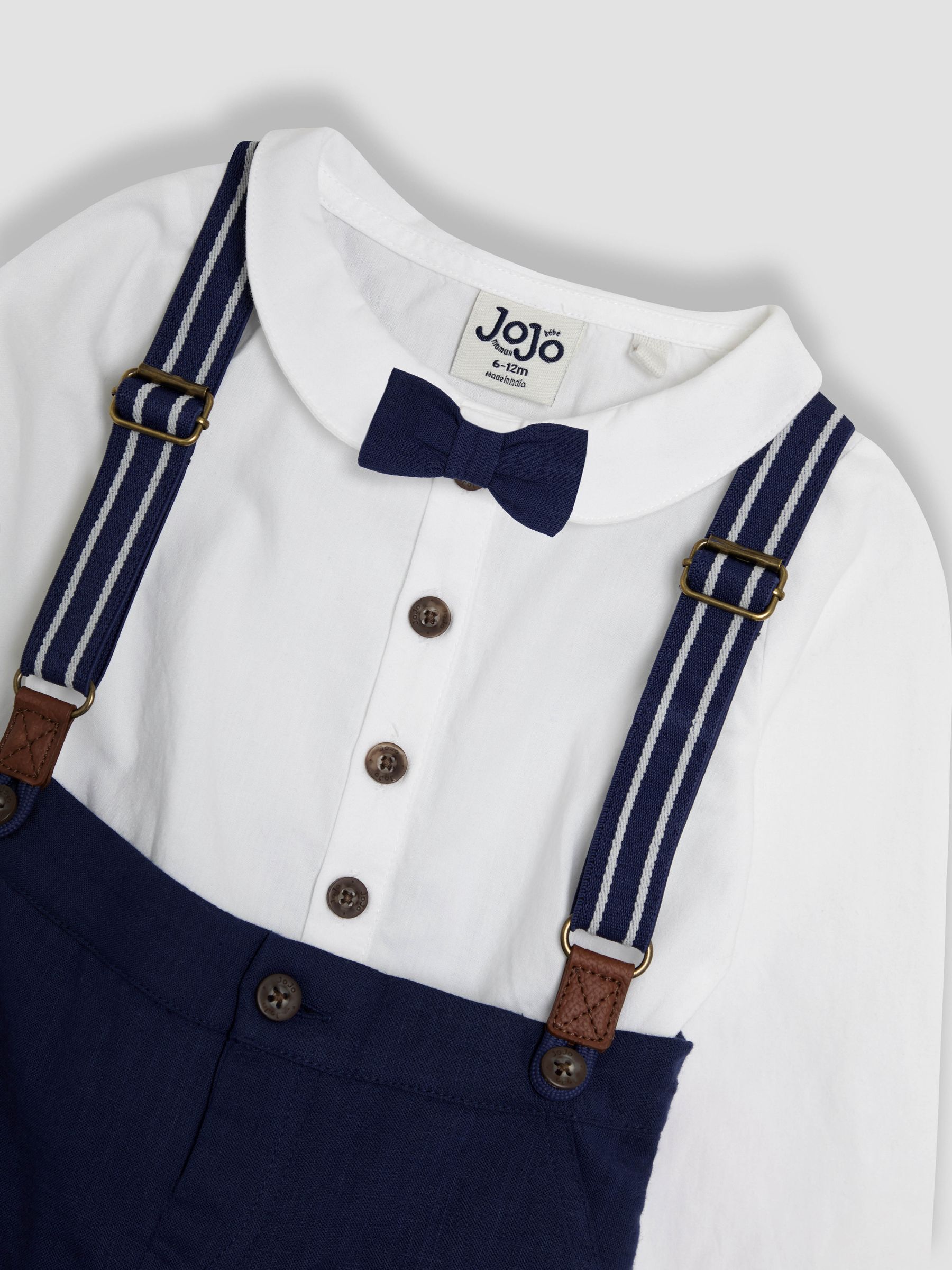 Navy 4-Piece Shirt & Trouser Set With Bow Tie & Braces | JoJo