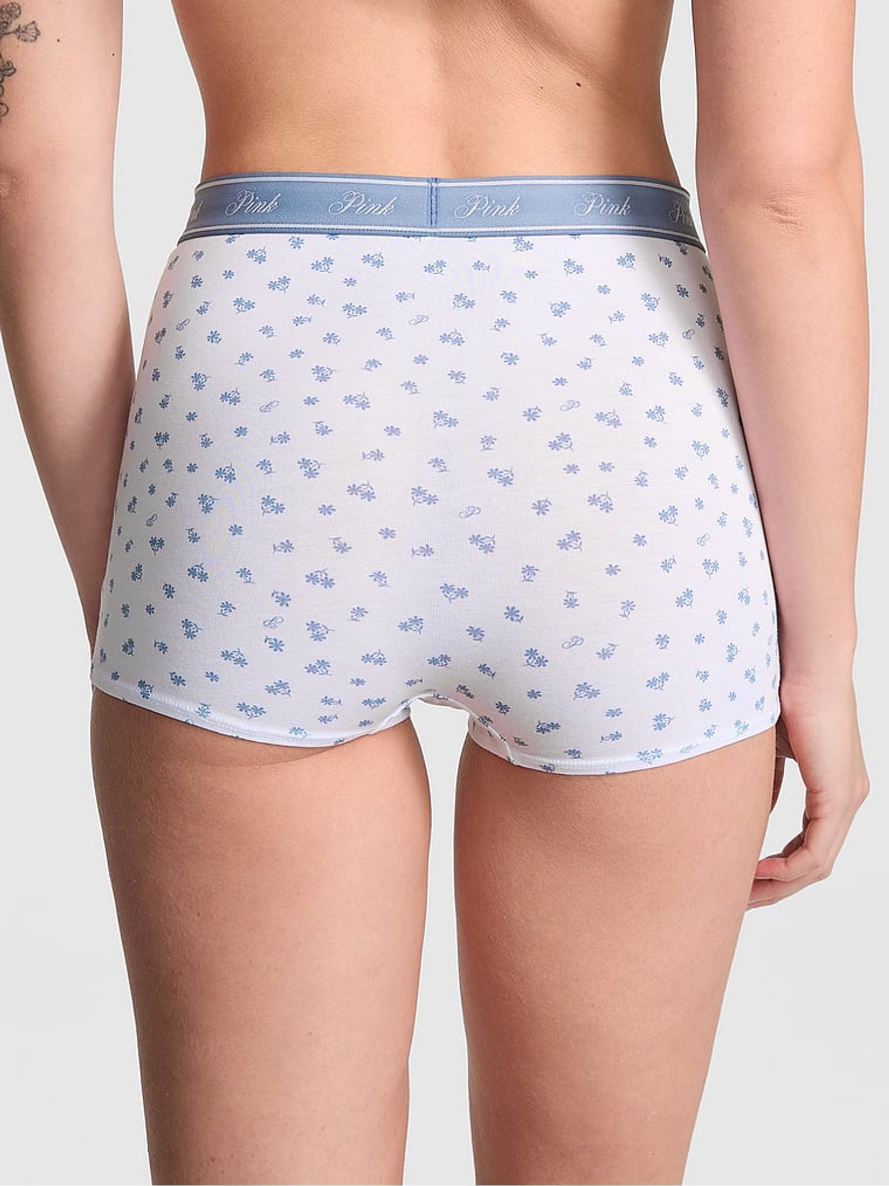 White Floral Short Cotton Logo Knickers - Image 2 of 2
