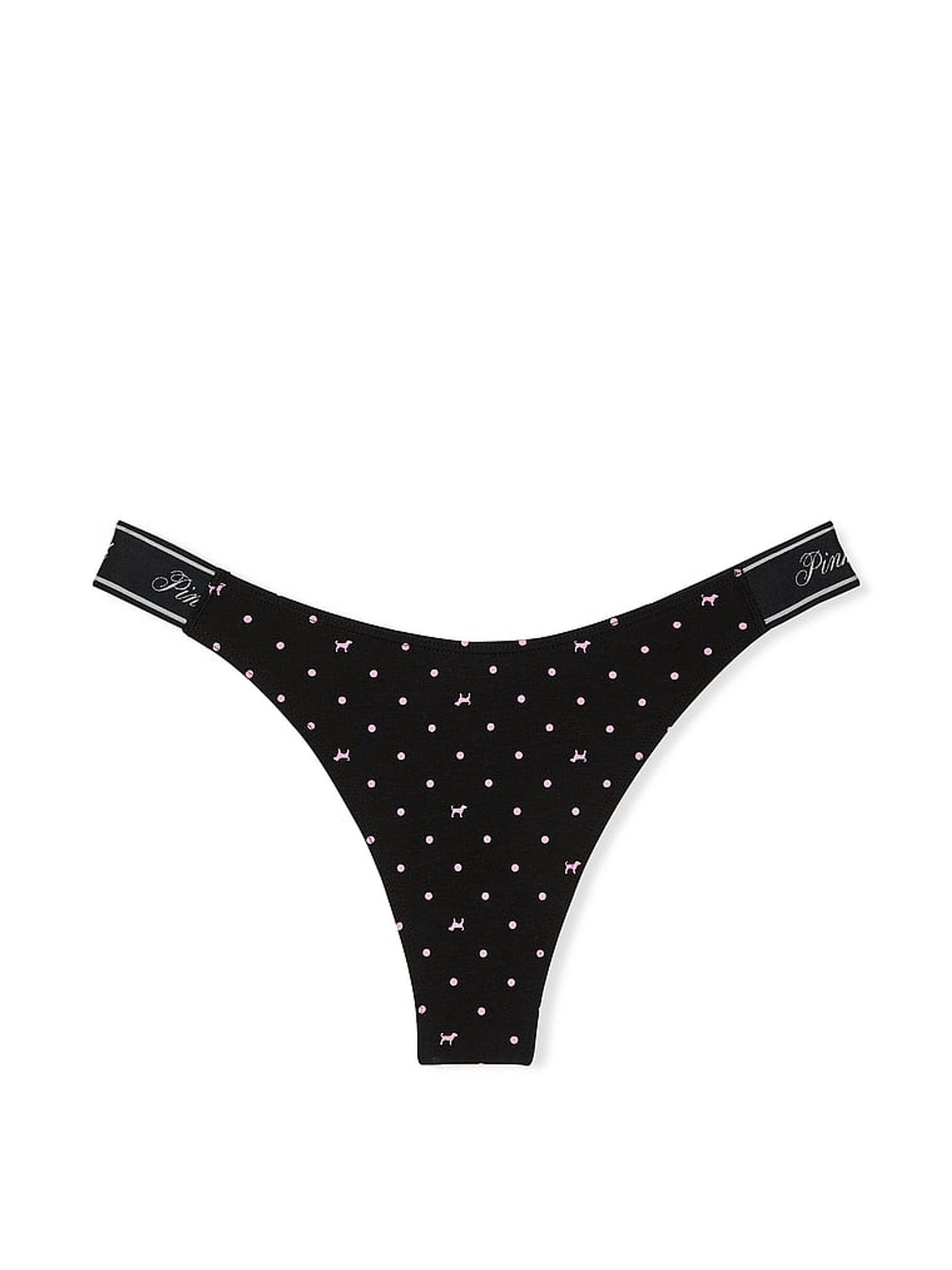 Black Dots Thong Cotton Logo Knickers - Image 3 of 3