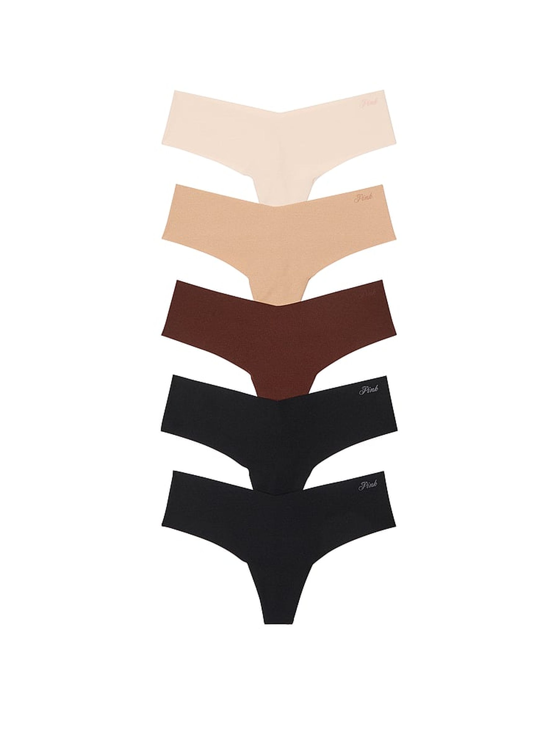 Black/Brown/Nude Thong 5 Pack Knickers - Image 1 of 3