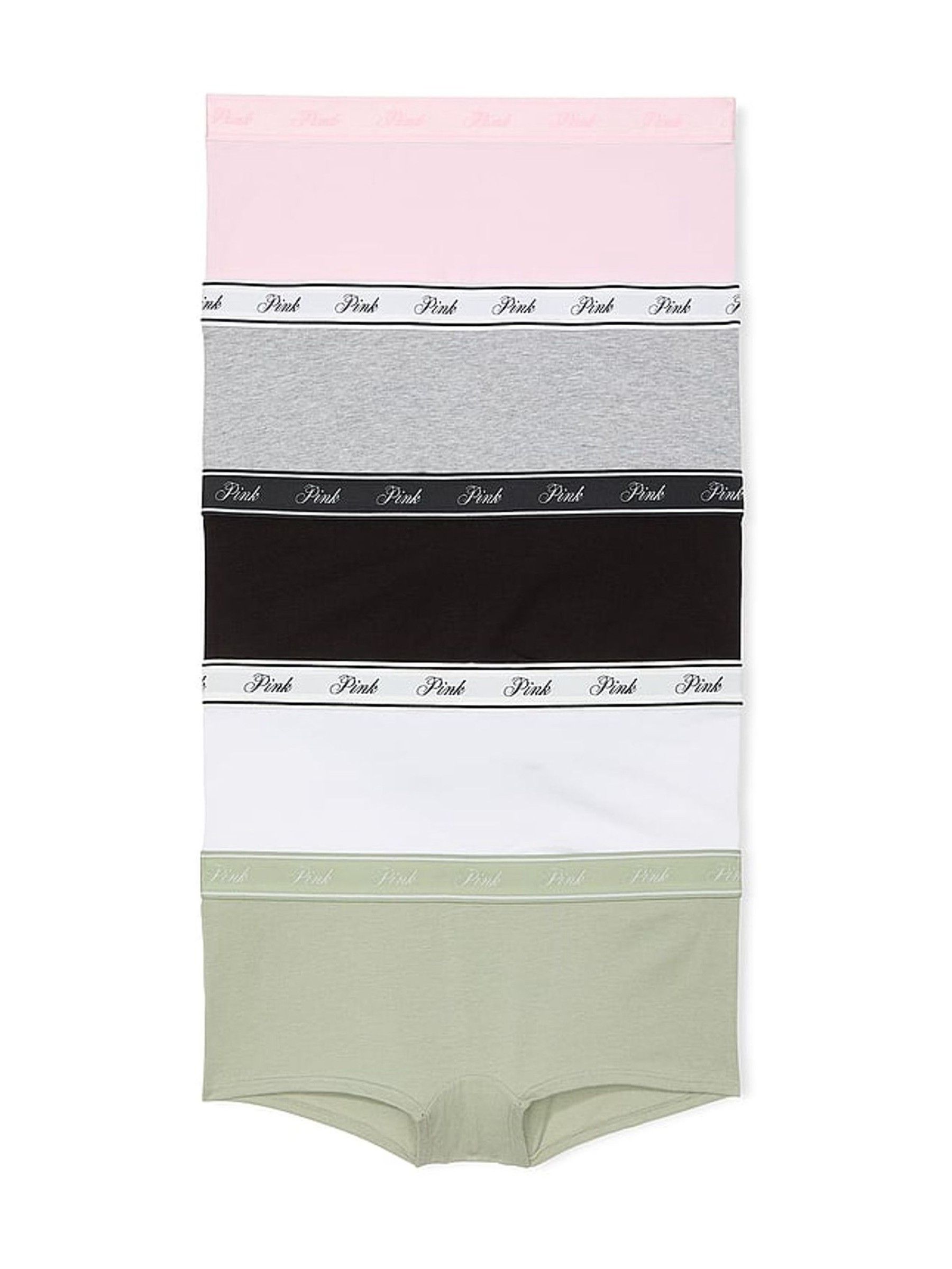 Black/White/Green/Grey/Pink Short Logo 5 Pack Knickers - Image 1 of 3
