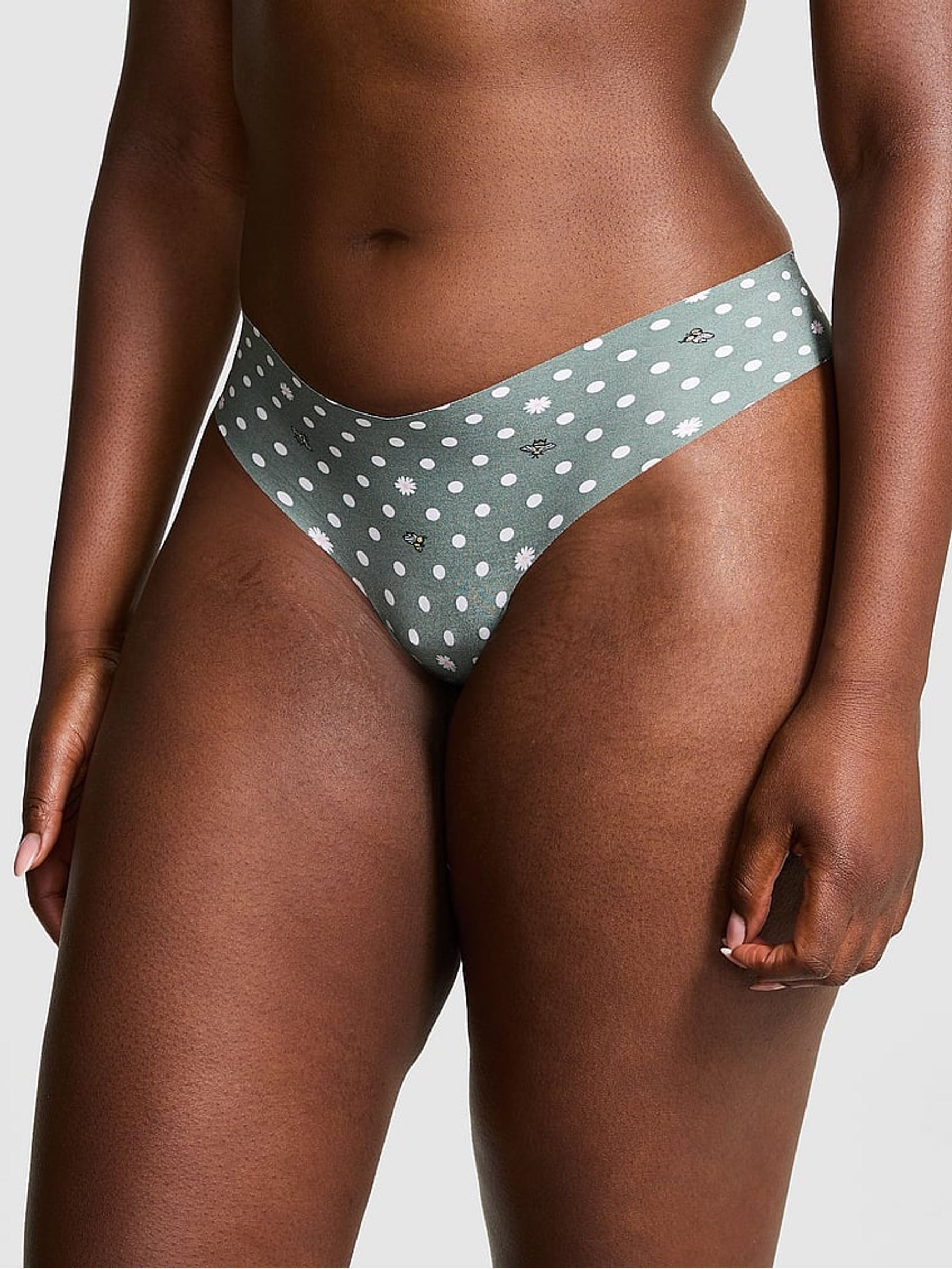 Faded Sage Green Thong Knickers - Image 1 of 3