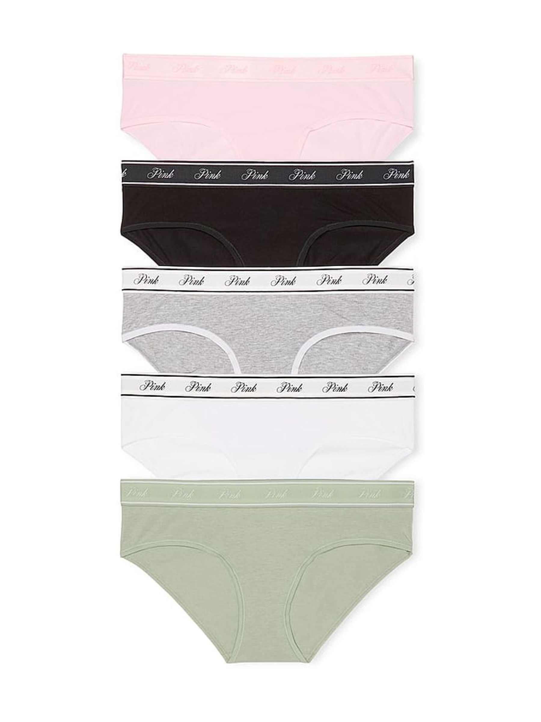 Black/White/Green/Grey/Pink Hipster Logo 5 Pack Knickers - Image 1 of 3