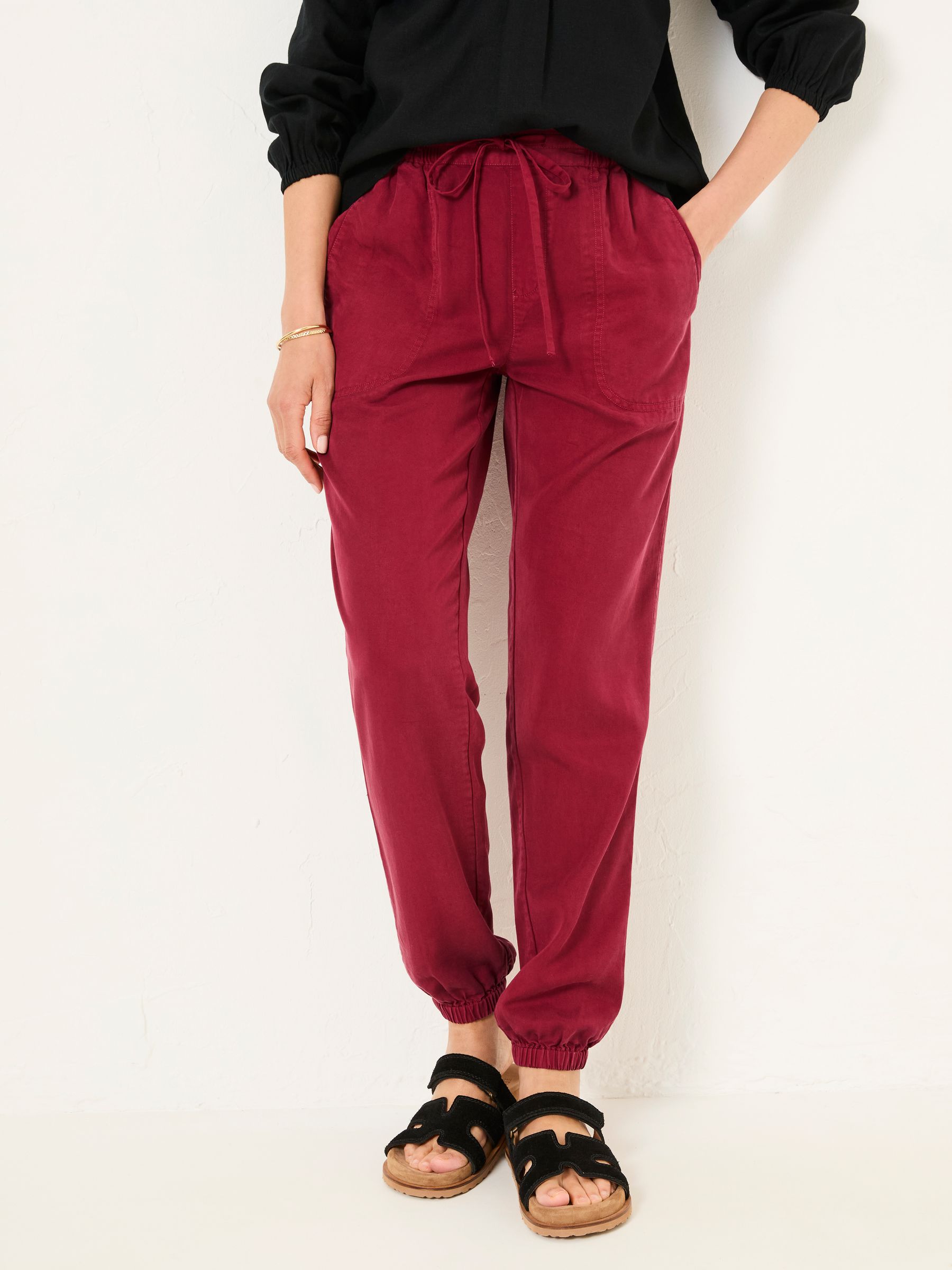 Lyme Burgundy Red Cuffed Joggers - Image 1 of 6