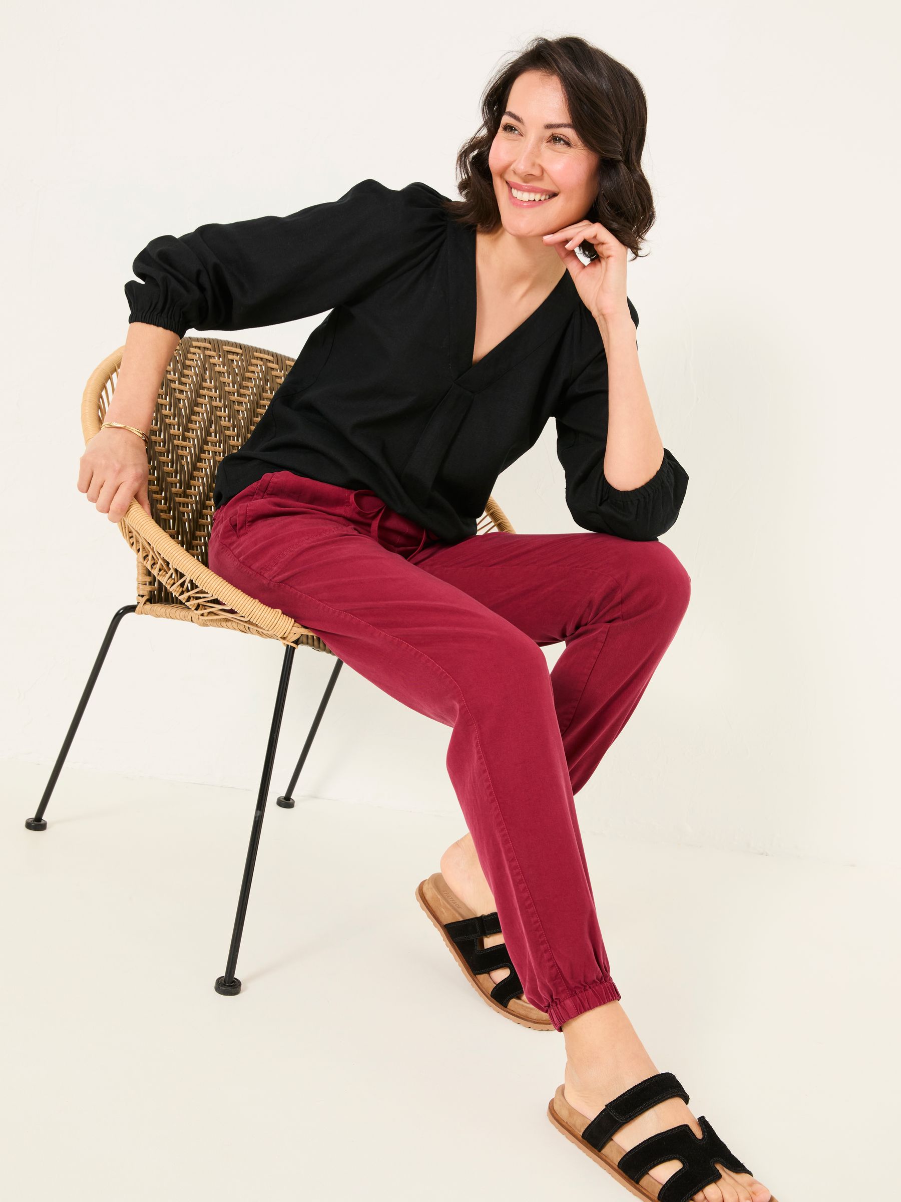 Lyme Burgundy Red Cuffed Joggers - Image 5 of 6