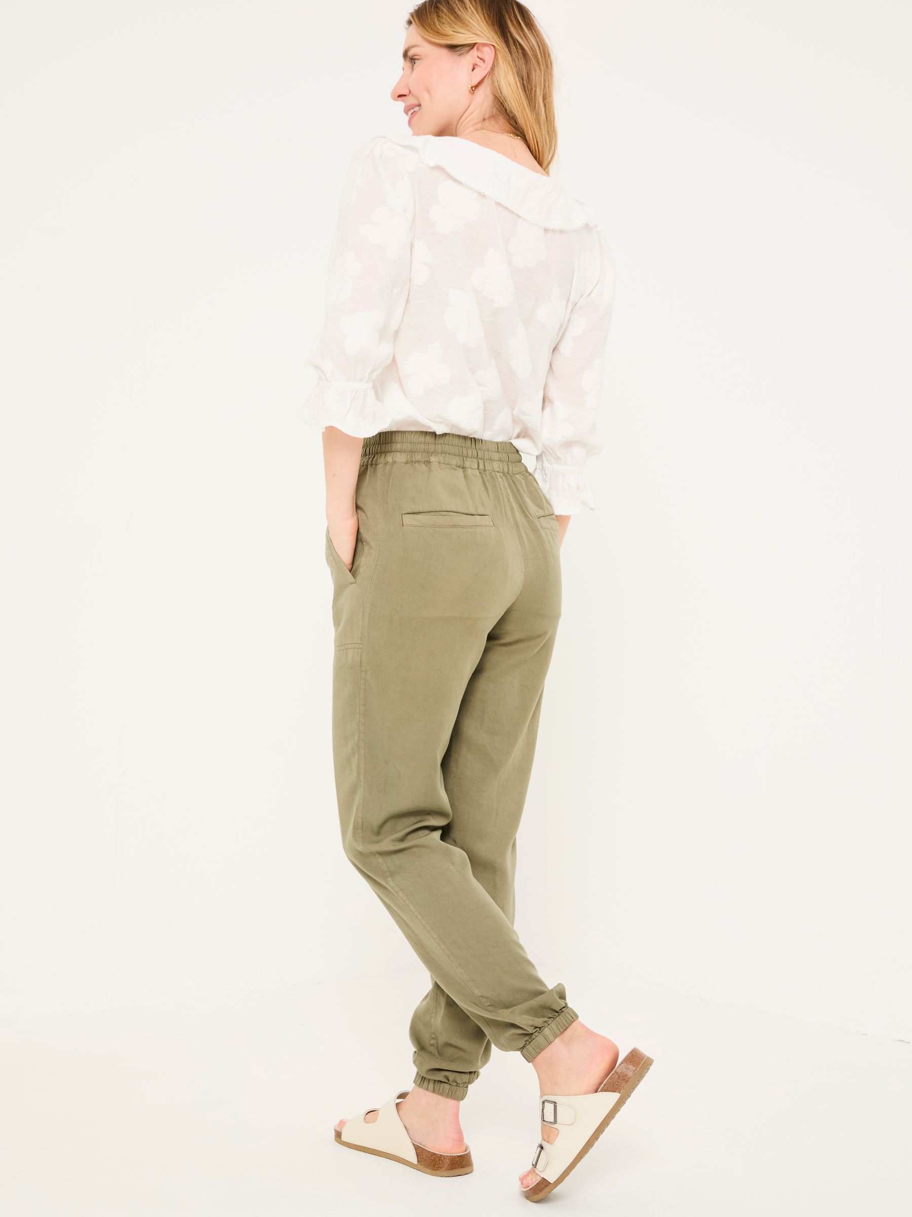 Lyme Khaki Green Cuffed Joggers - Image 2 of 6