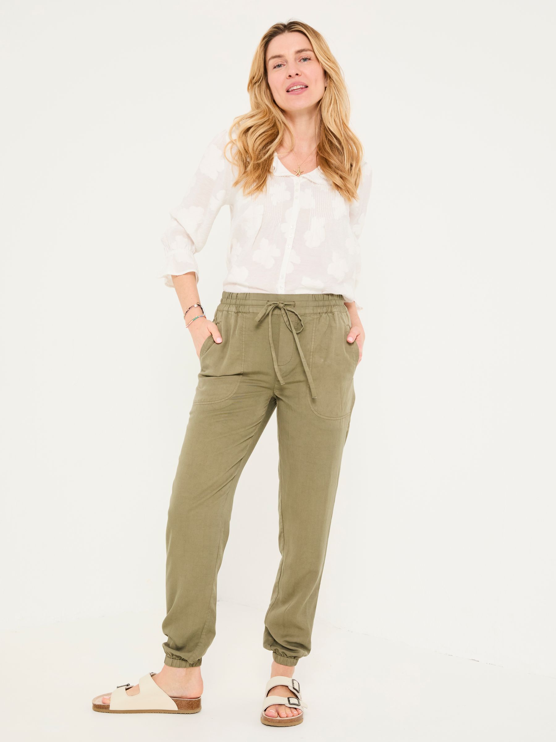 Lyme Khaki Green Cuffed Joggers - Image 3 of 6