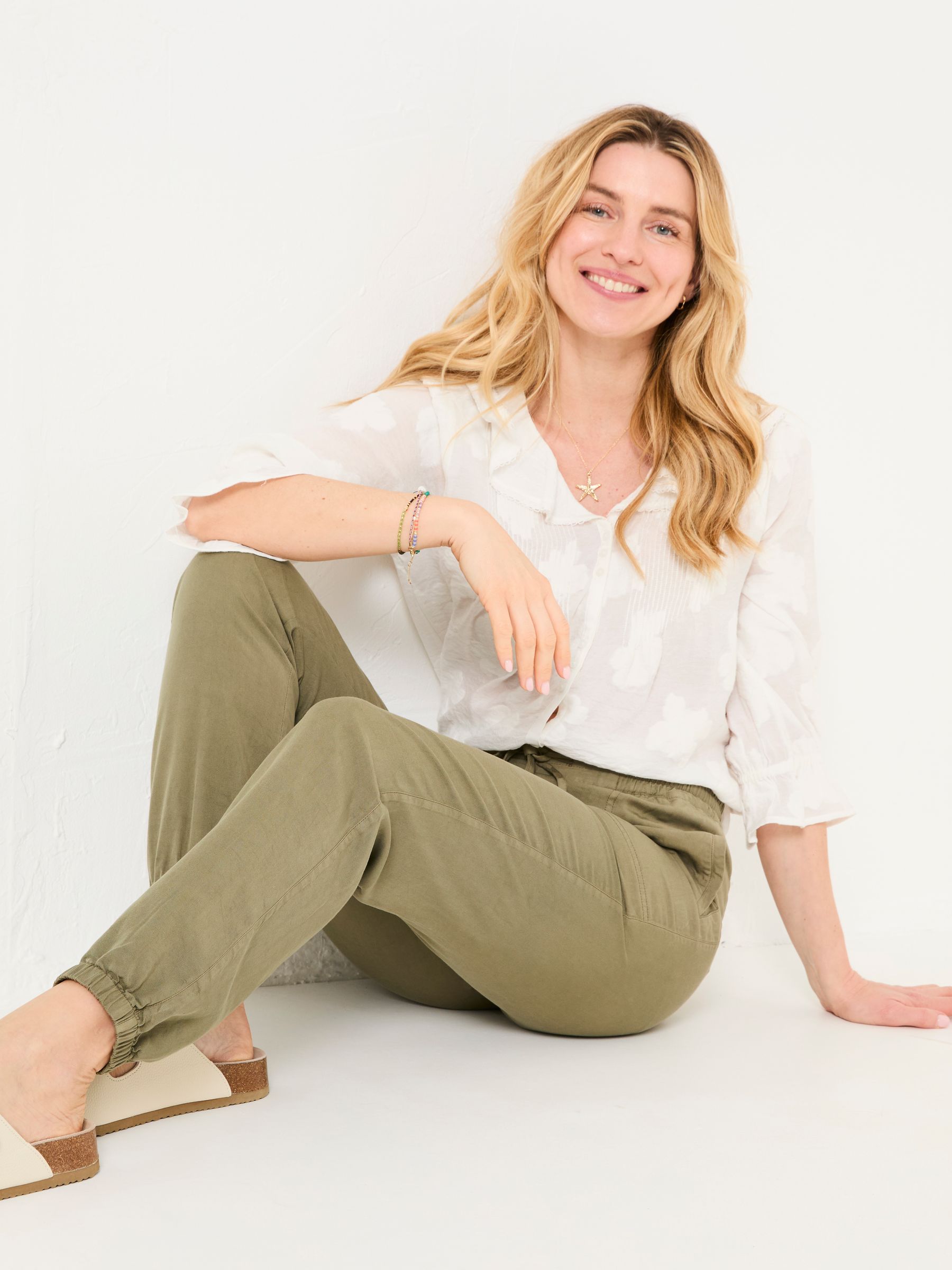Lyme Khaki Green Cuffed Joggers - Image 4 of 6