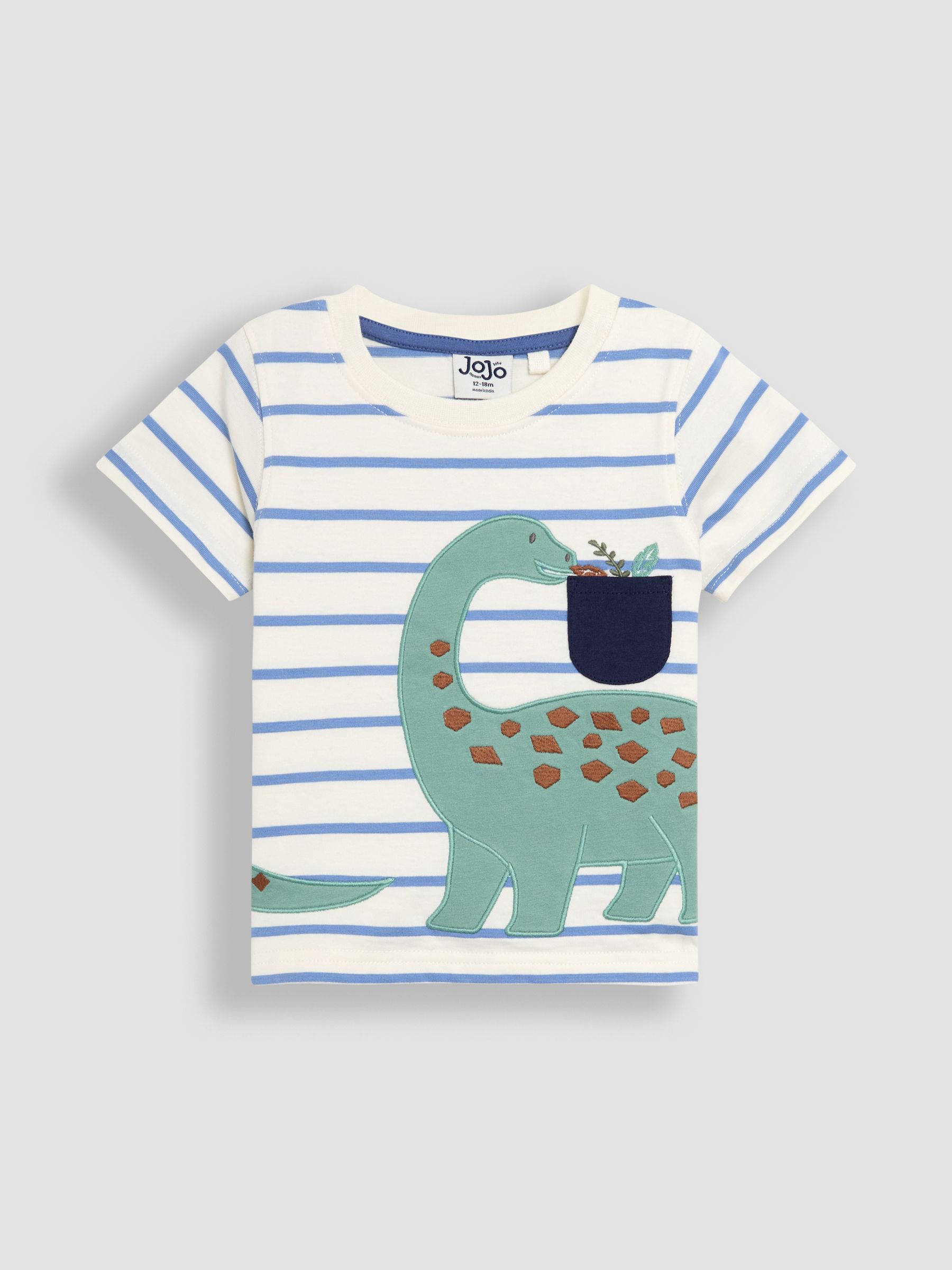 Blue Dinosaur 2-Piece Appliqué T-Shirt & Short Set - Image 2 of 7