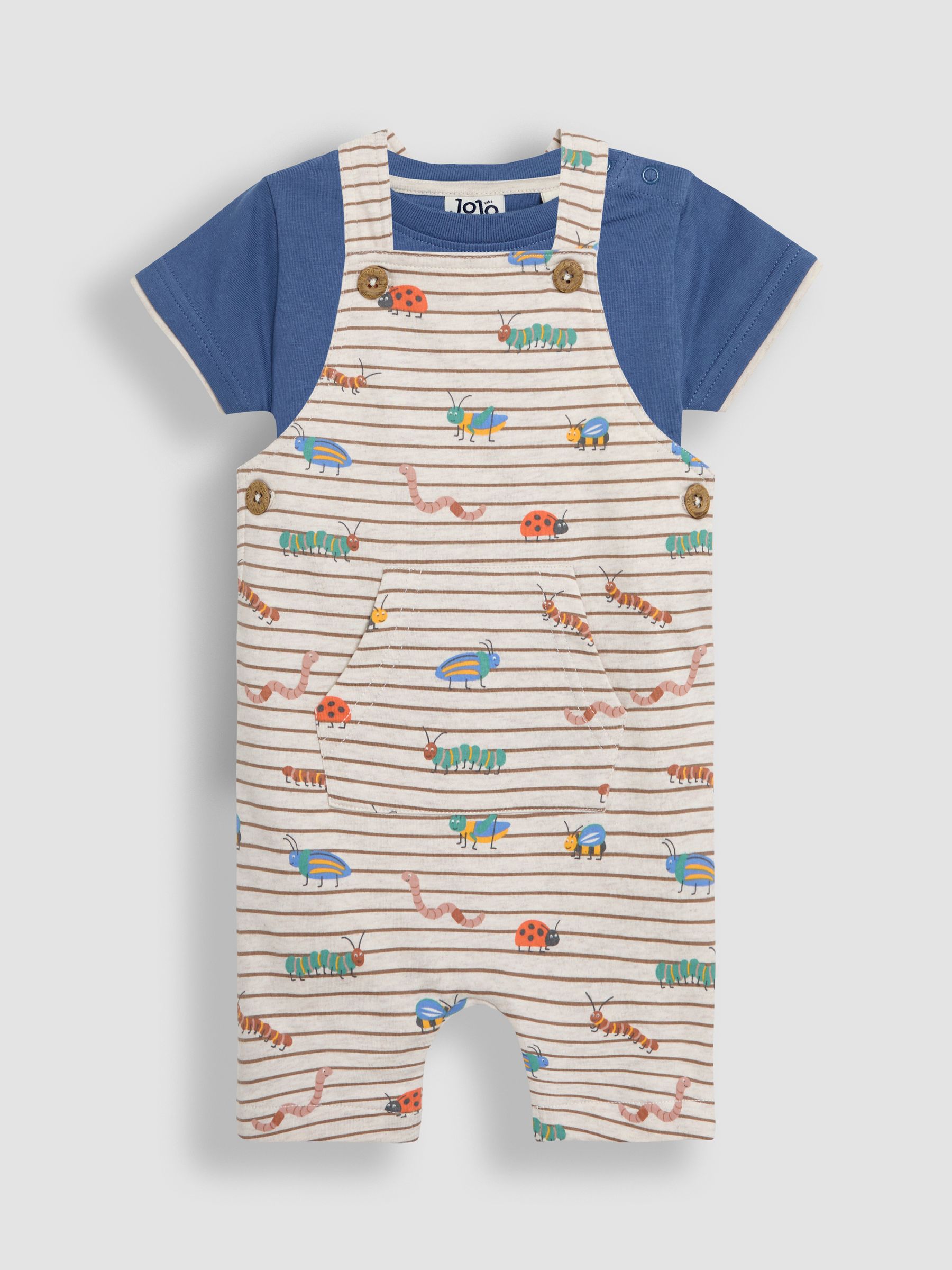 Natural Bug Print Dungarees & T-Shirts Set 2 Piece - Image 1 of 6