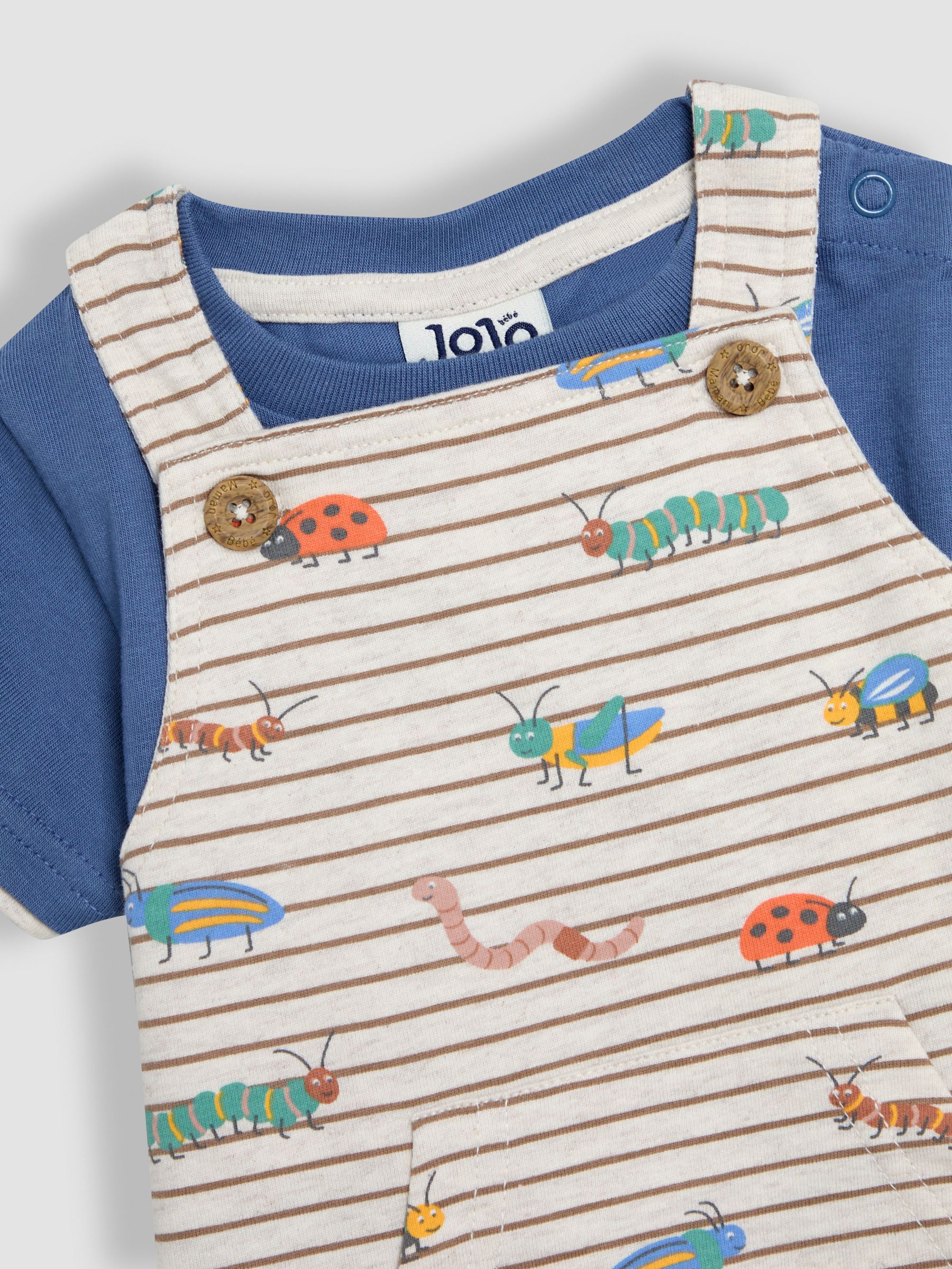 Natural Bug Print Dungarees & T-Shirts Set 2 Piece - Image 6 of 6