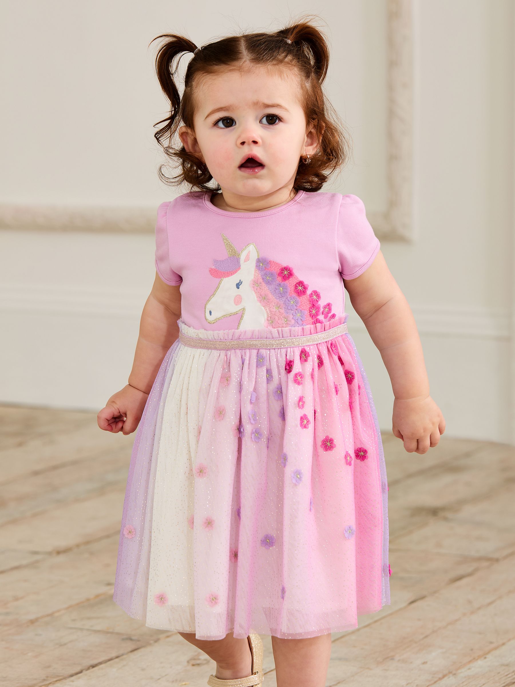 Lilac Purple Unicorn Appliqué Tulle Party Dress JoJo Maman Bébé